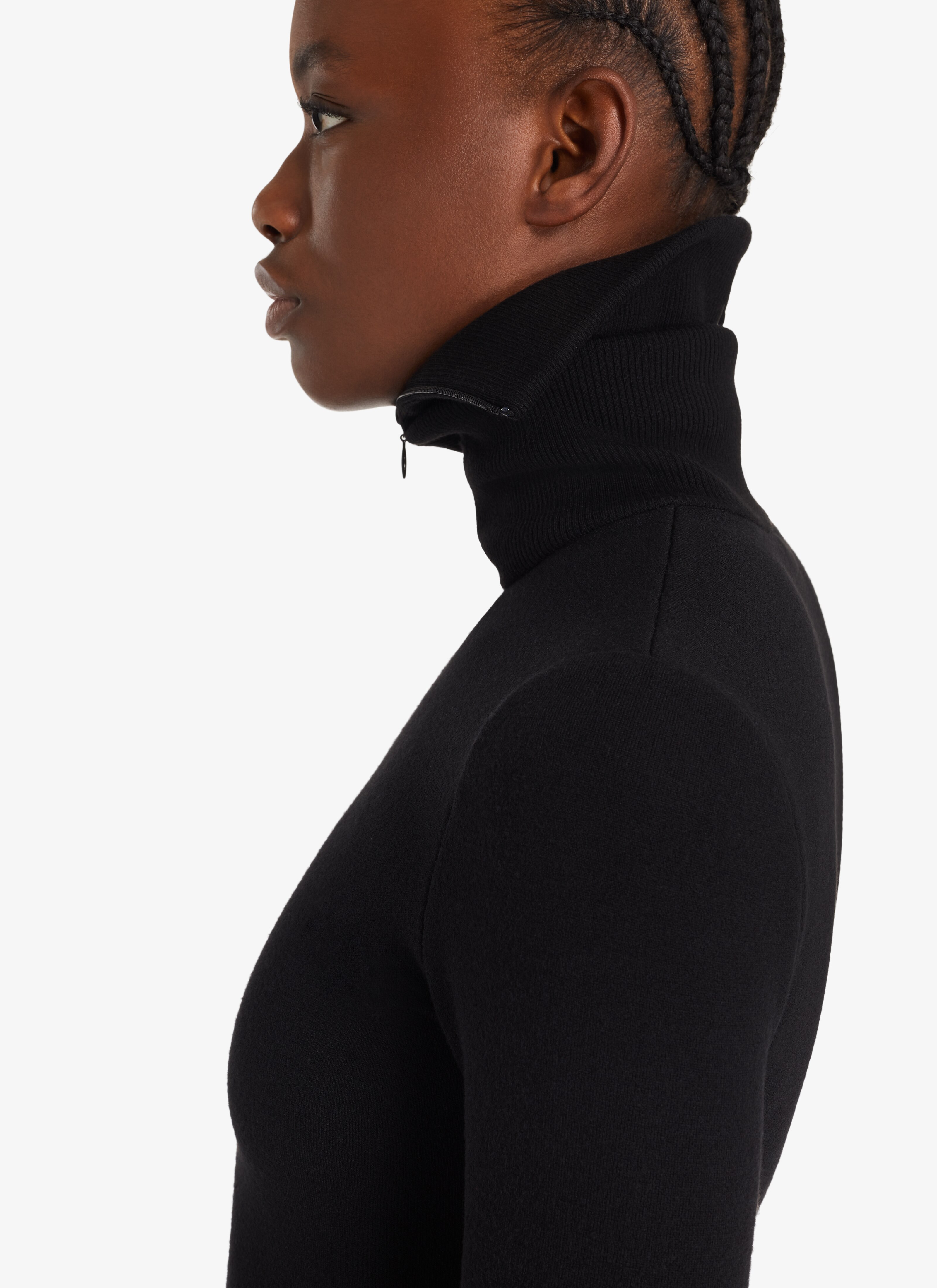 ALAÏA BLACK MINIMALIST TURTLENECK IN WOOL