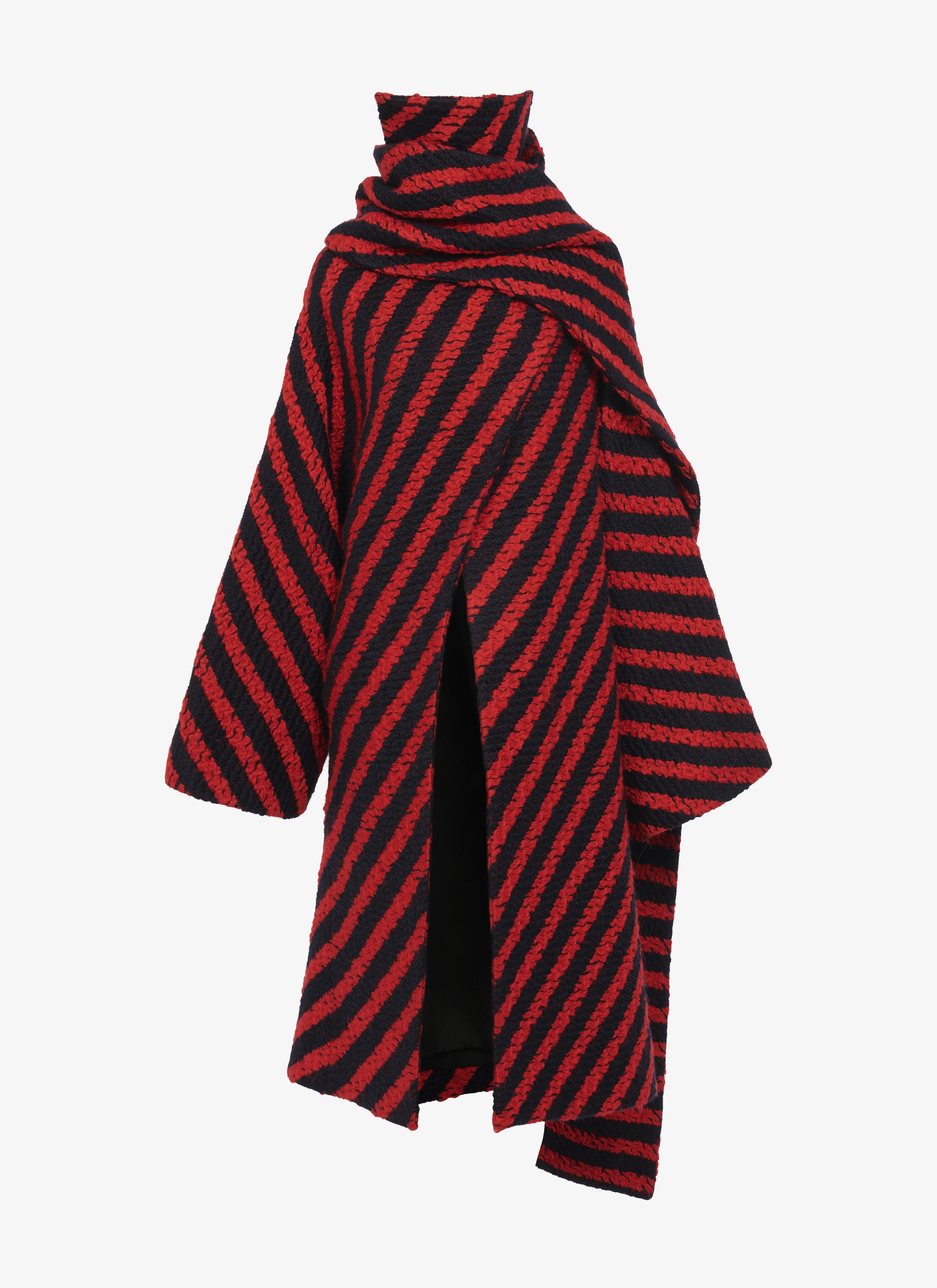 ALAÏA MARINEBLAU/ROT SCHALMANTEL AUS WOLLE