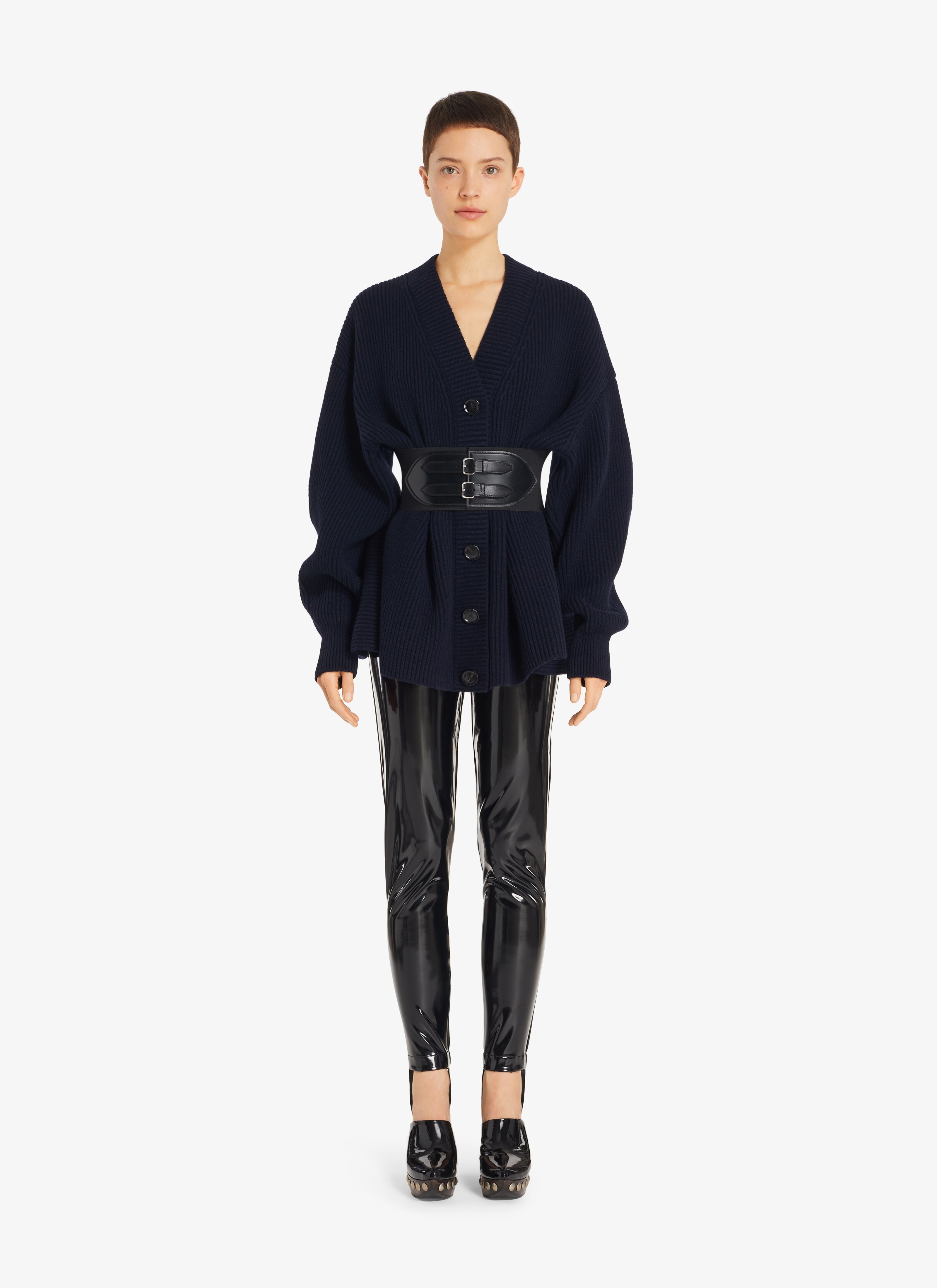 ALAÏA BLACK STIRRUP BI-STRETCH JERSEY PANTS