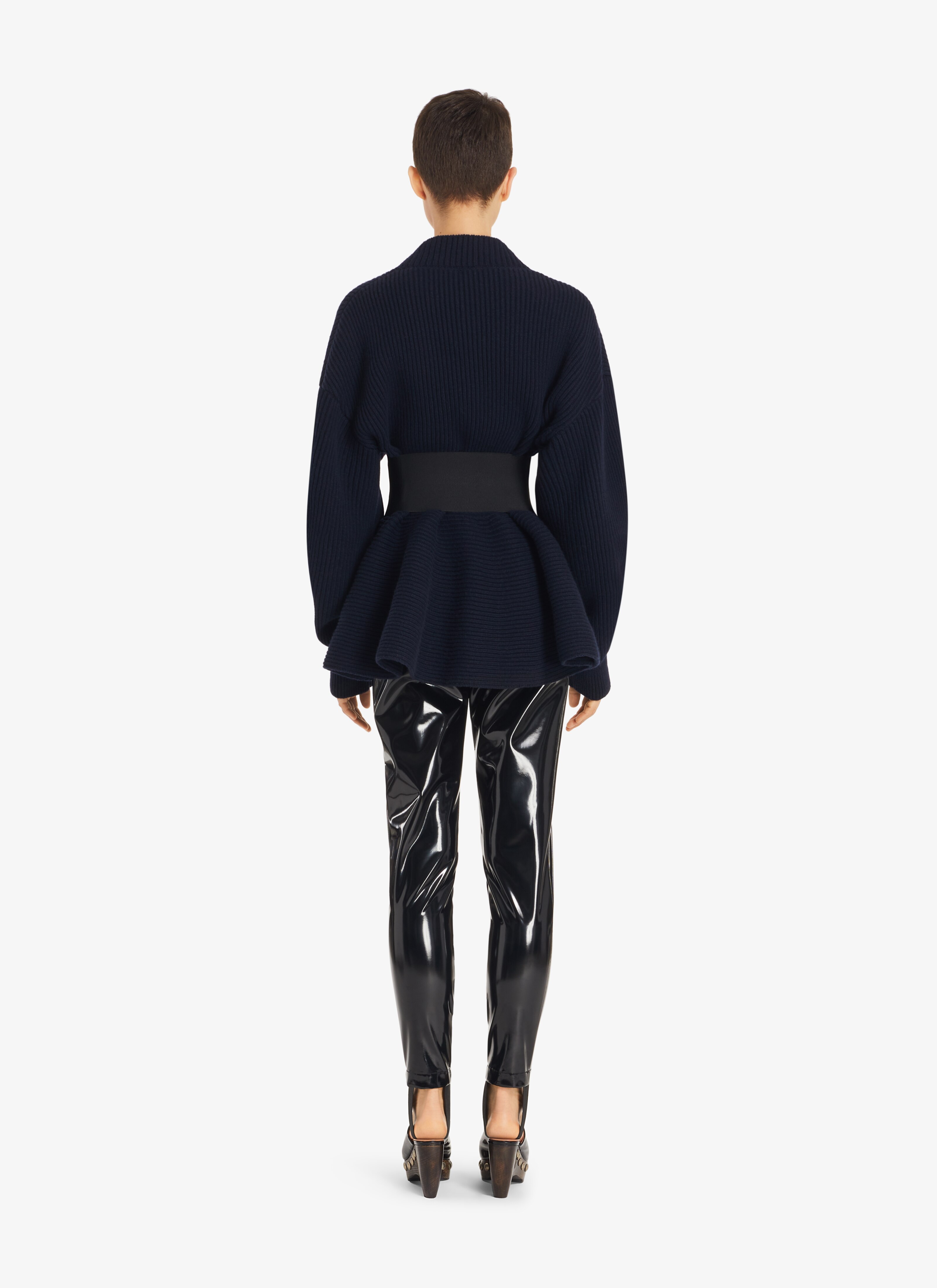 ALAÏA BLACK STIRRUP BI-STRETCH JERSEY PANTS