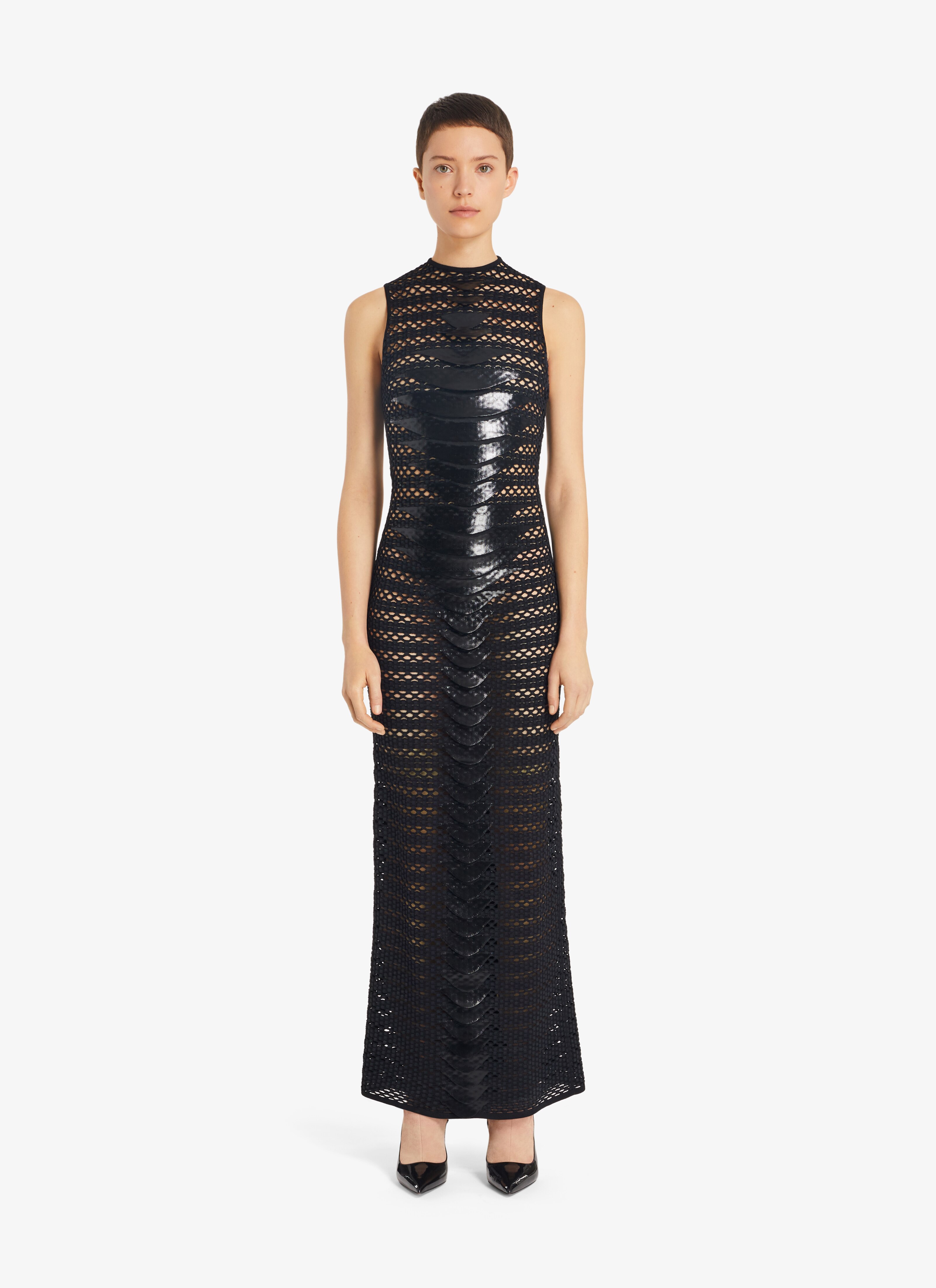 ALAÏA BLACK 3D LACE MESH DRESS