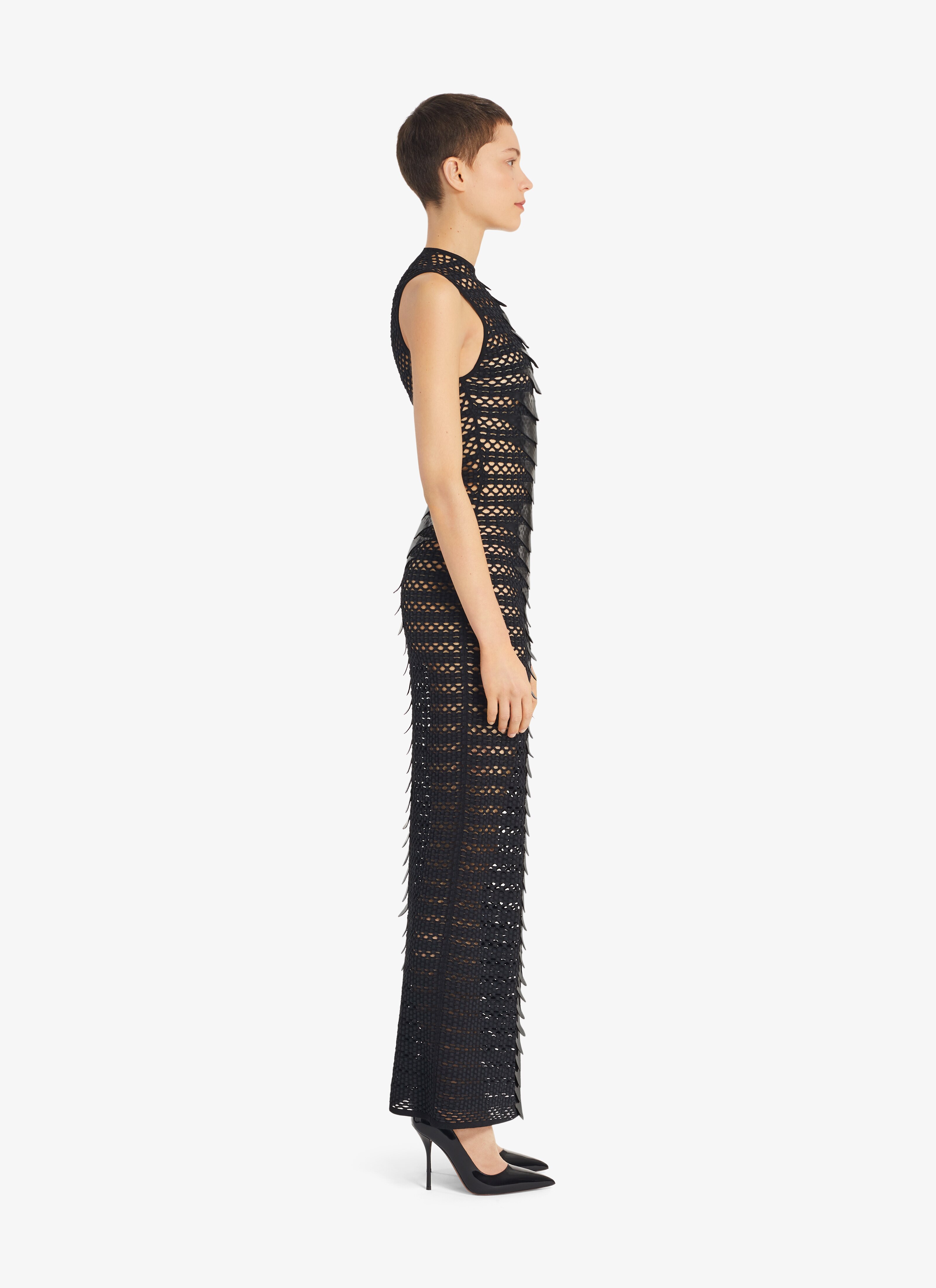 ALAÏA BLACK 3D LACE MESH DRESS