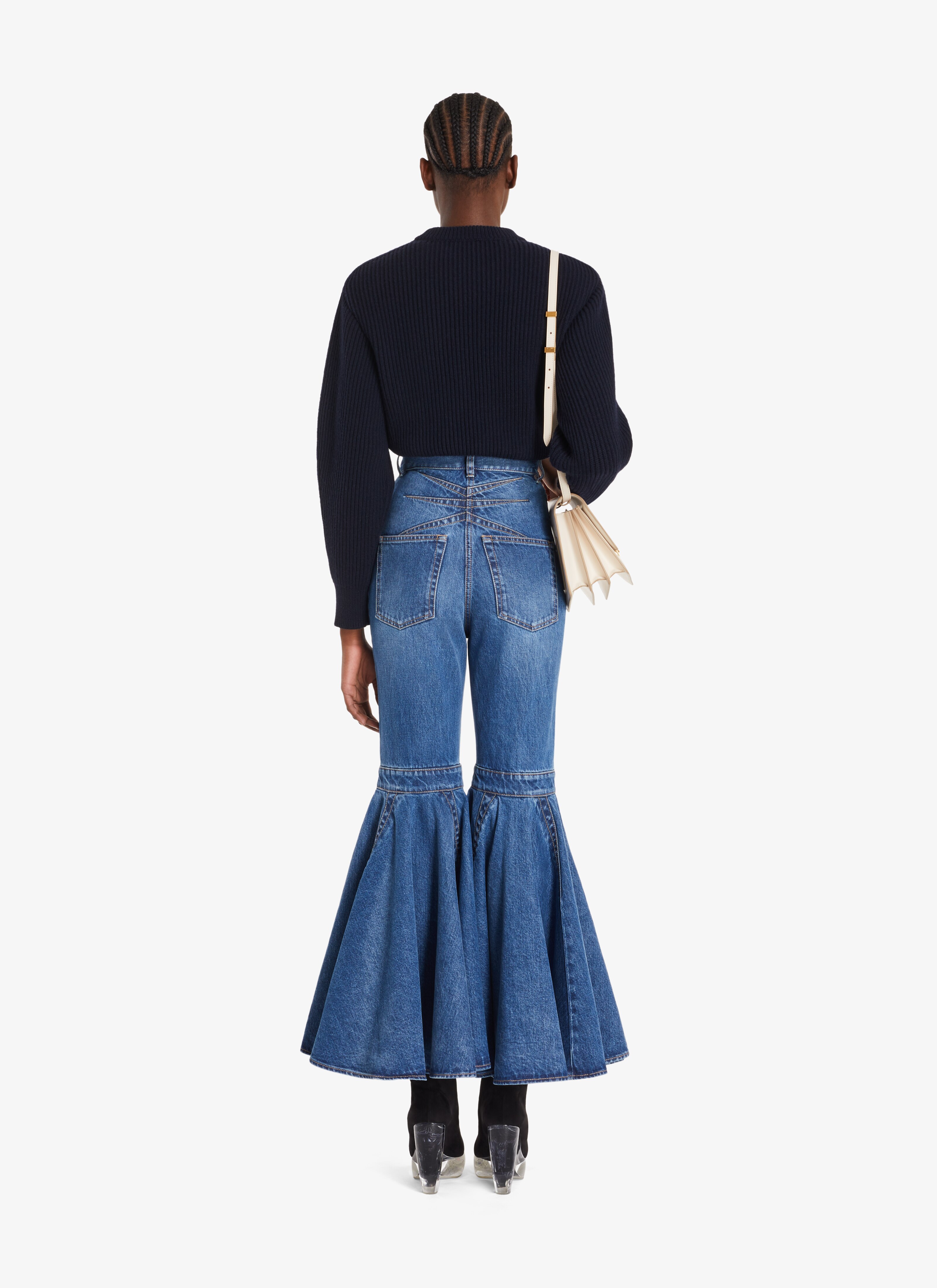 ALAÏA MARINE ENGLISH RIBBED SWEATER