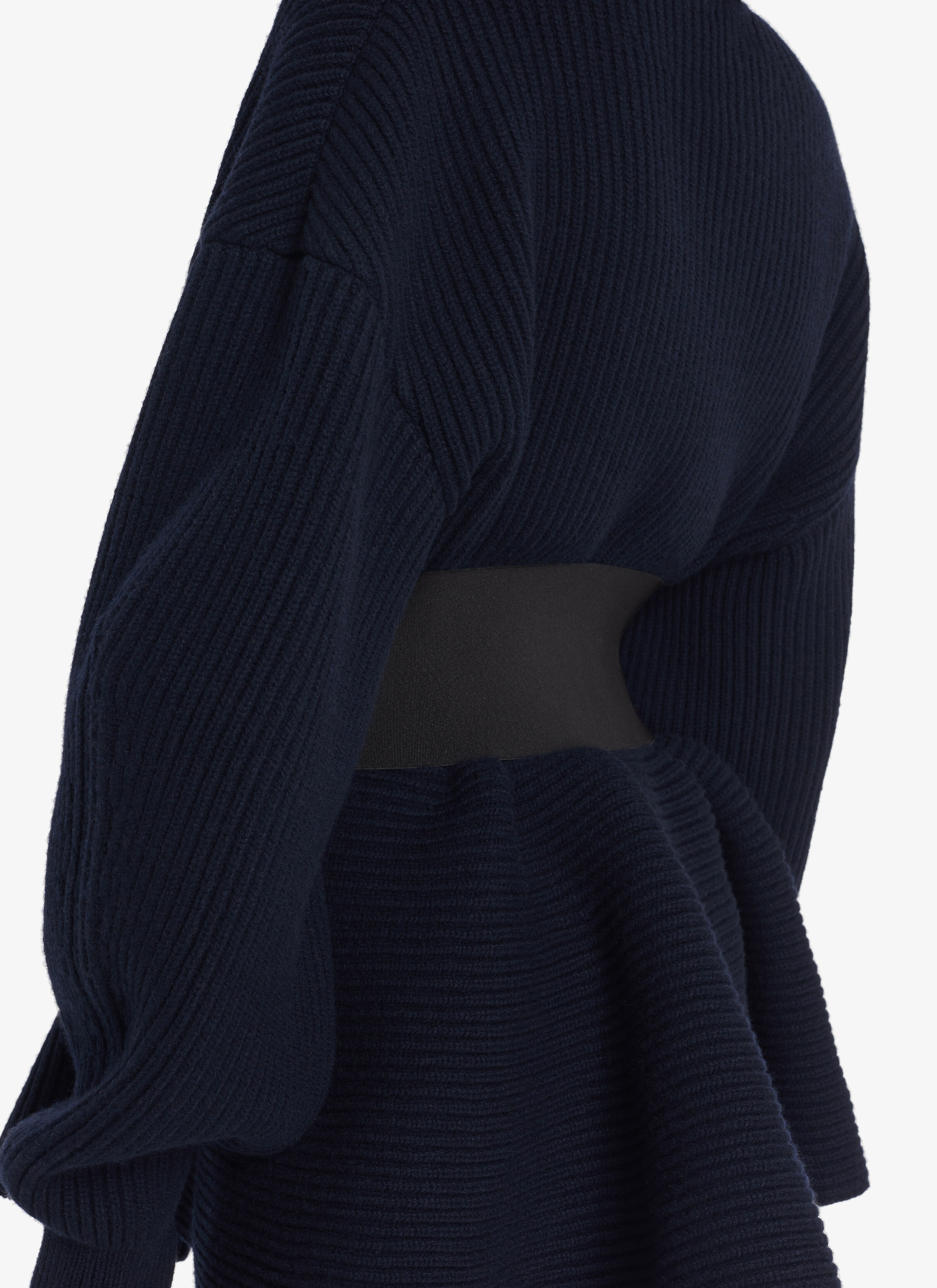ALAÏA MARINE ENGLISH RIBBED CARDIGAN