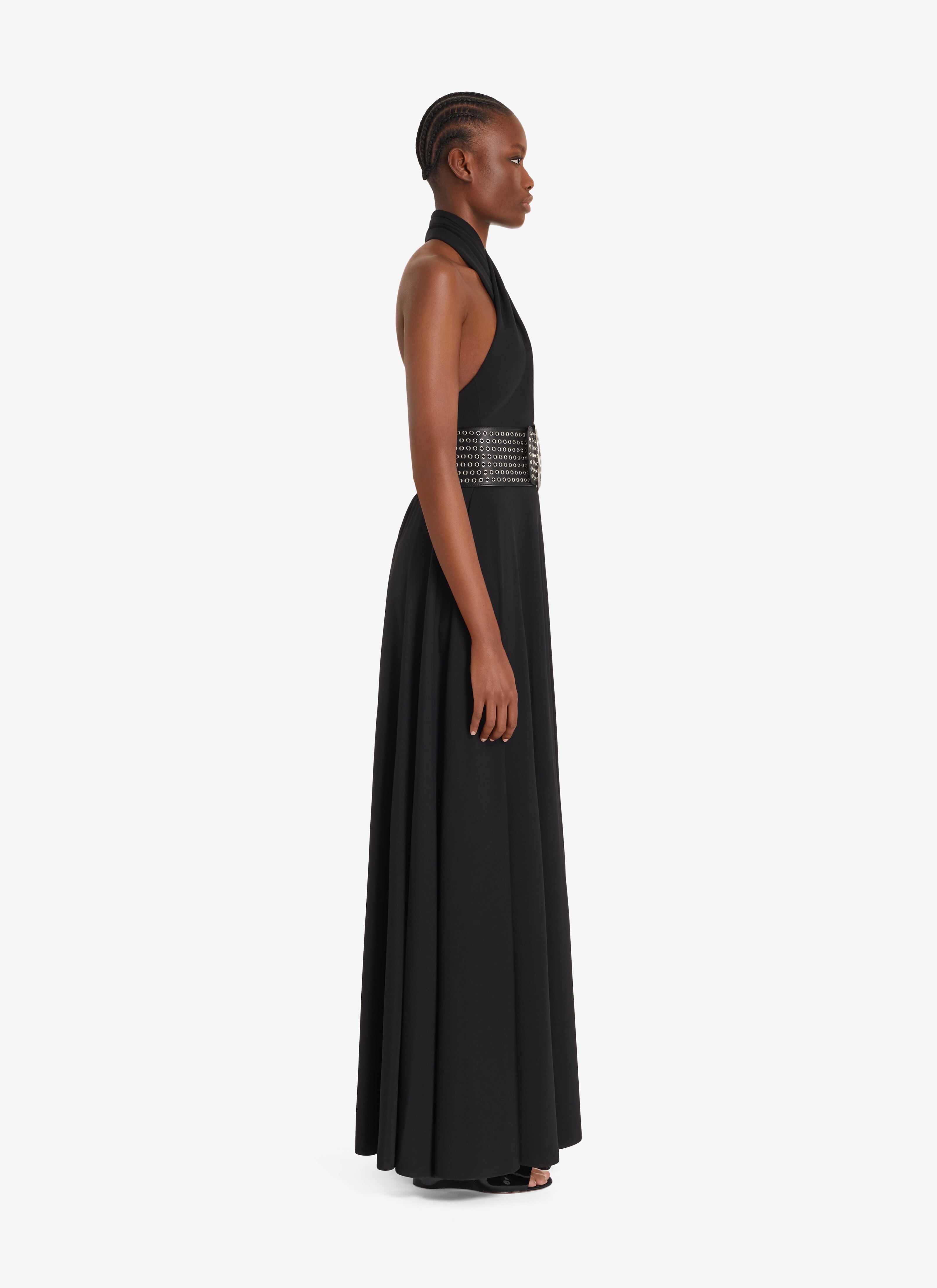 ALAÏA BLACK FLUID WRAPPED BLACK DRESS