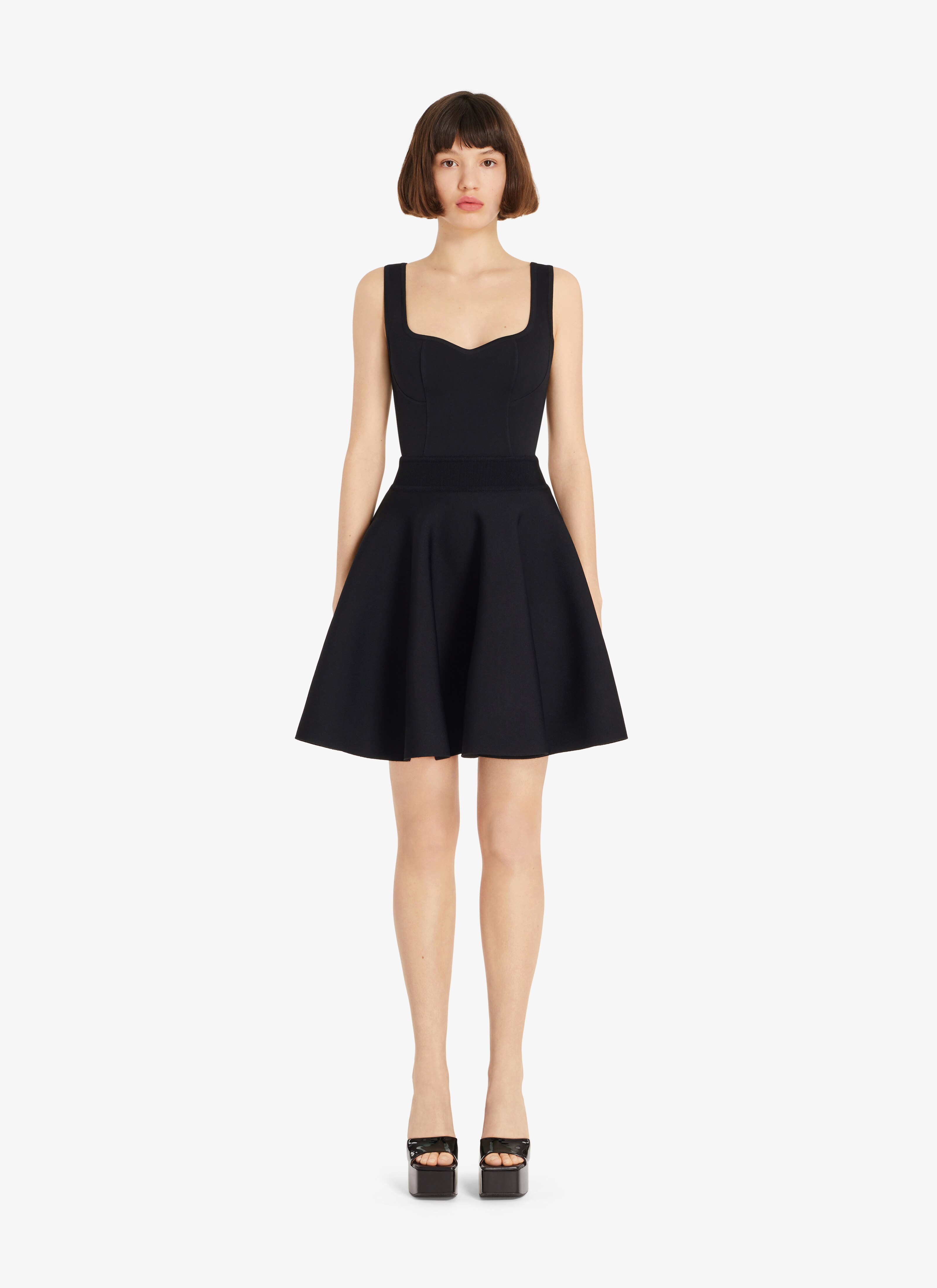 ALAÏA BLACK HEART NECKLINE BLACK DRESS