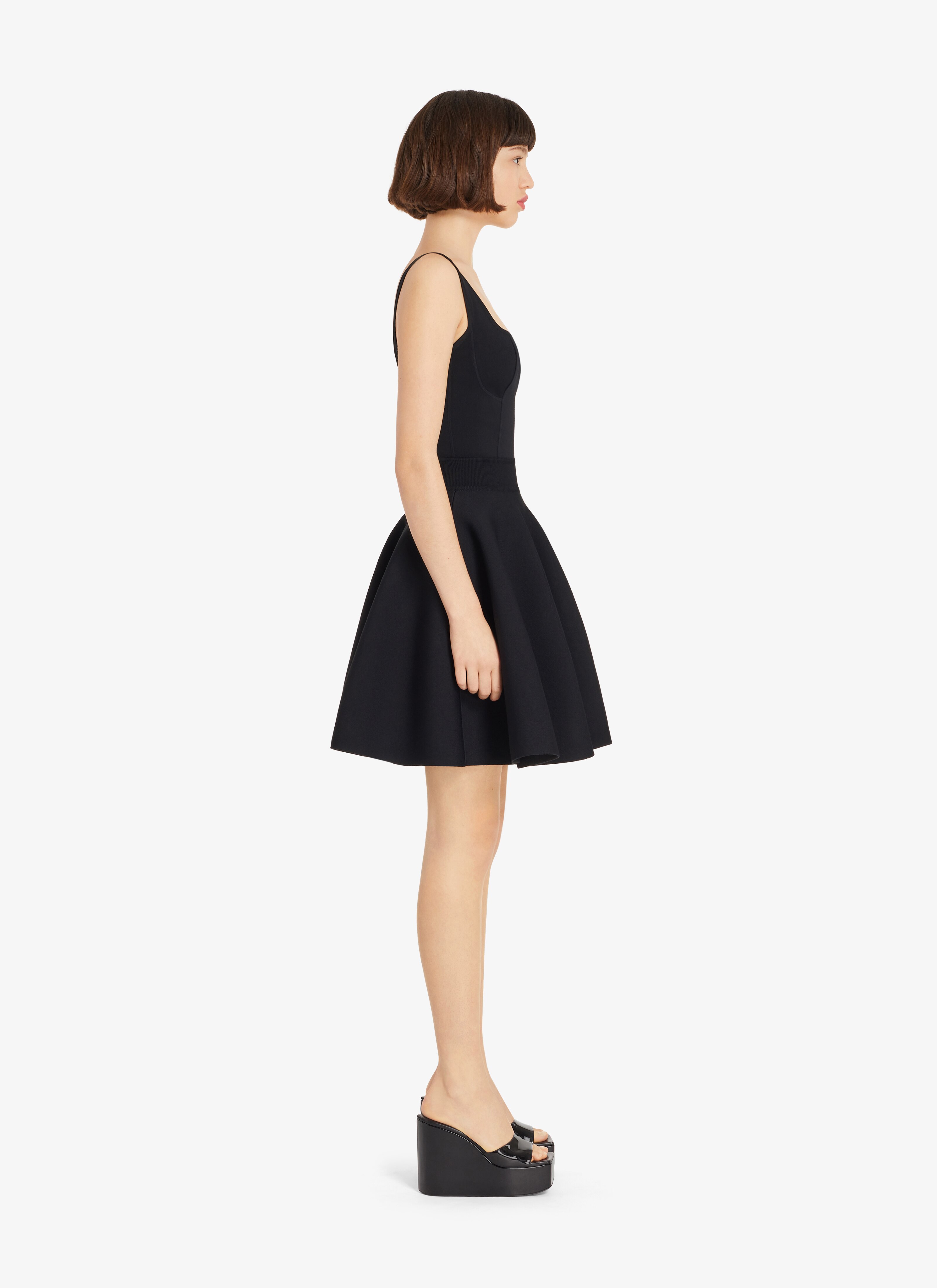 ALAÏA BLACK HEART NECKLINE BLACK DRESS