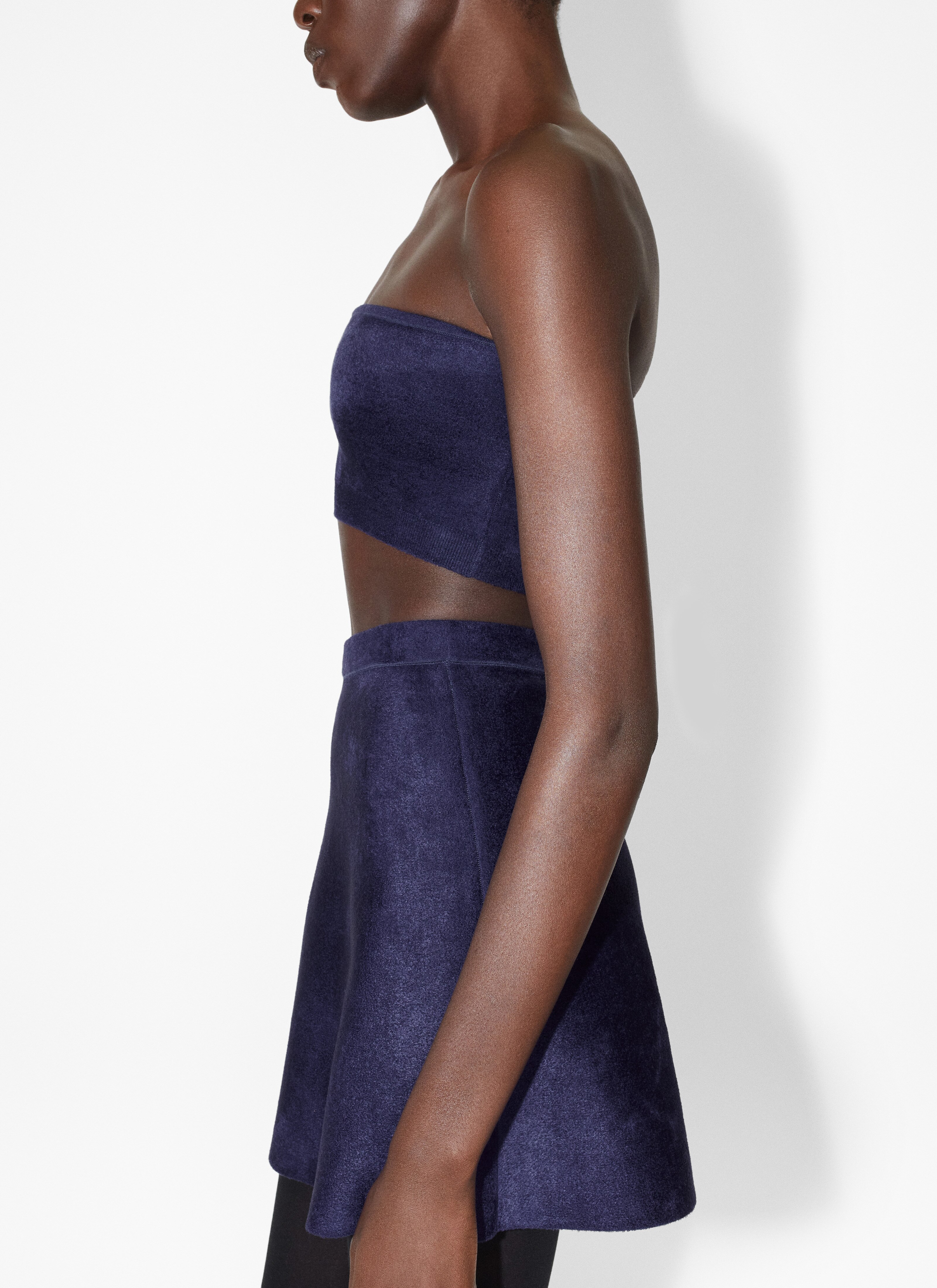 ALAÏA BLUE MINI VELVET SKIRT