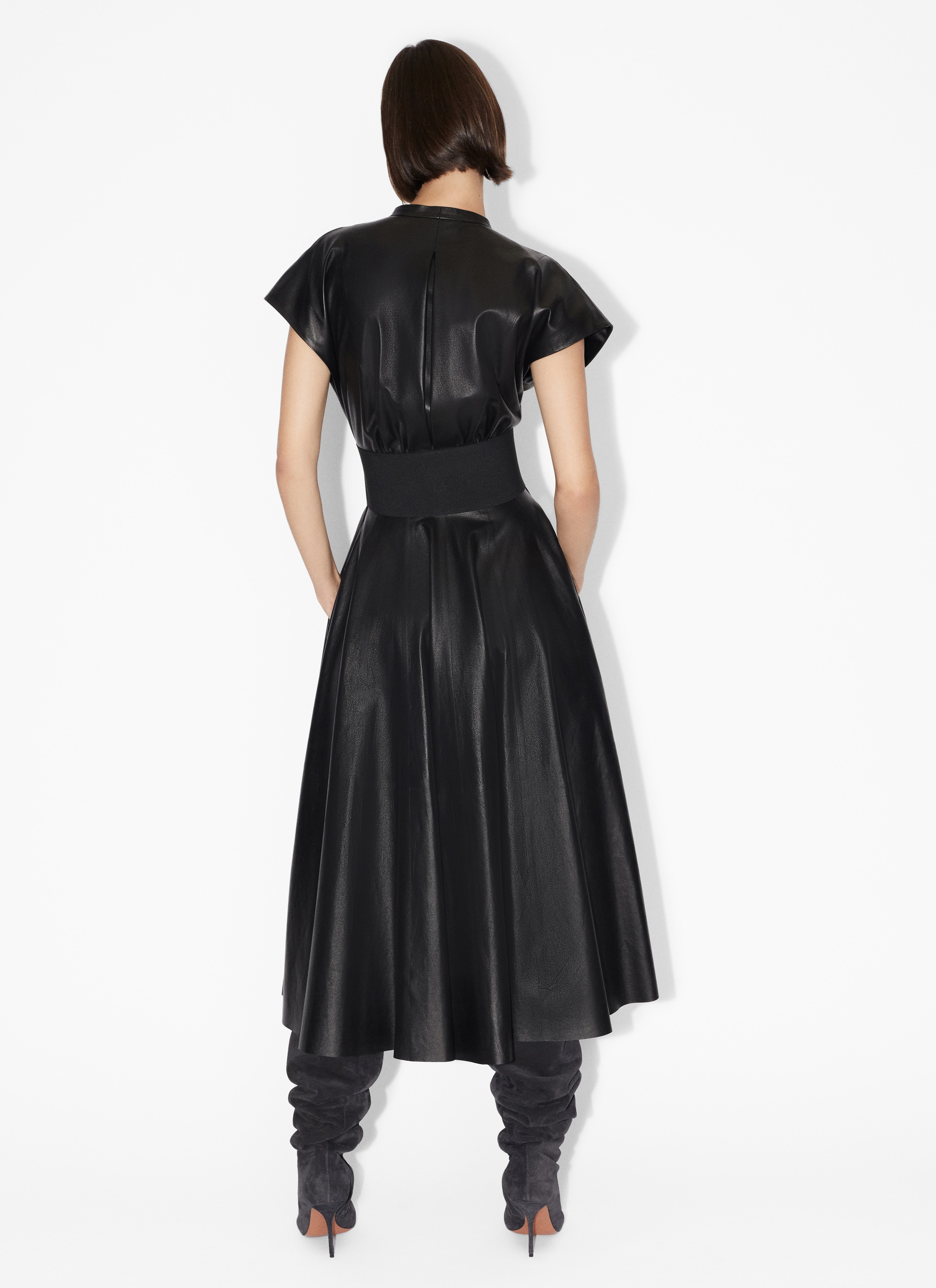ALAÏA BLACK LEATHER BELTER DRESS