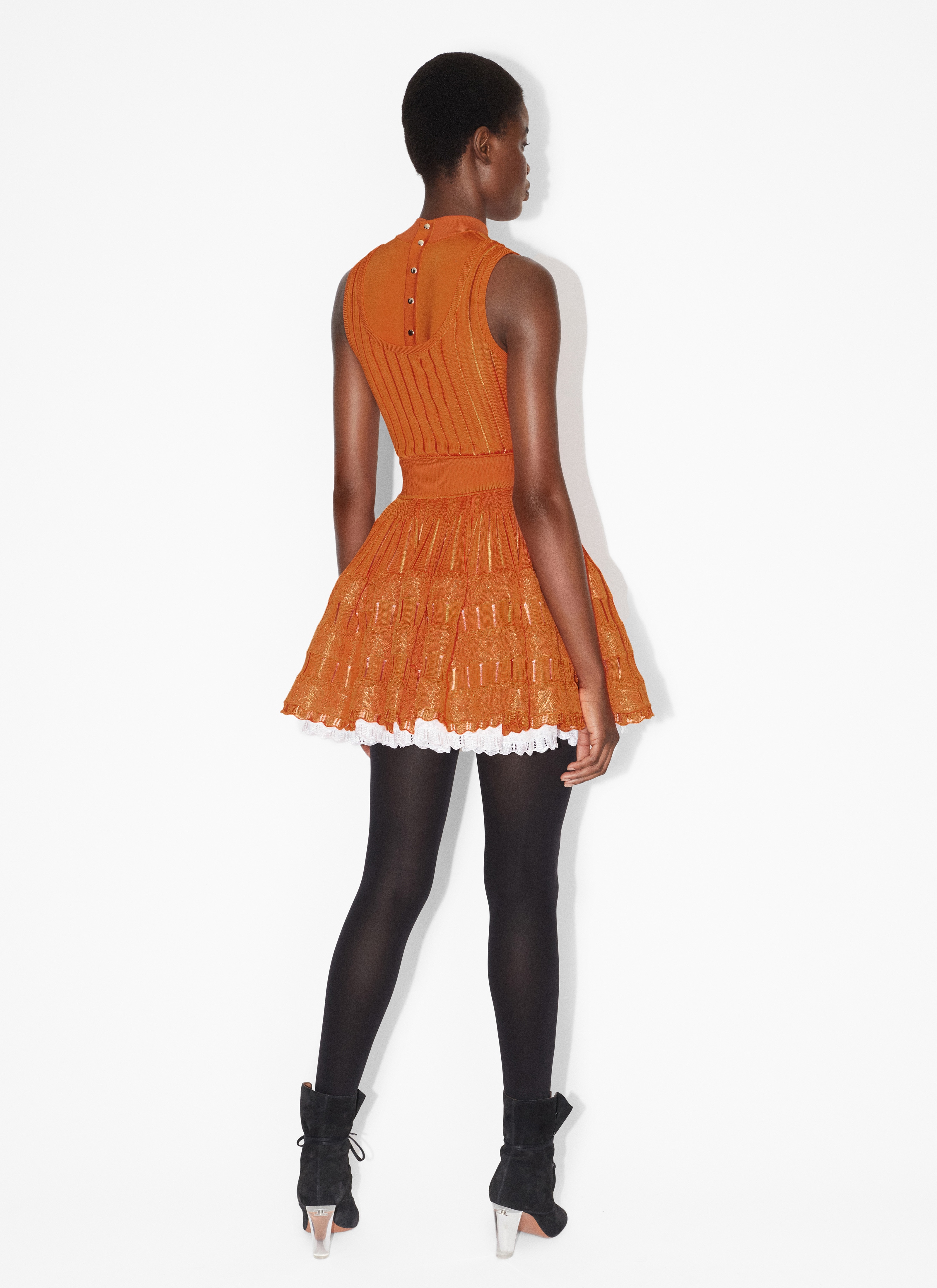 ALAÏA ORANGE SHINY CRINOLINE DRESS
