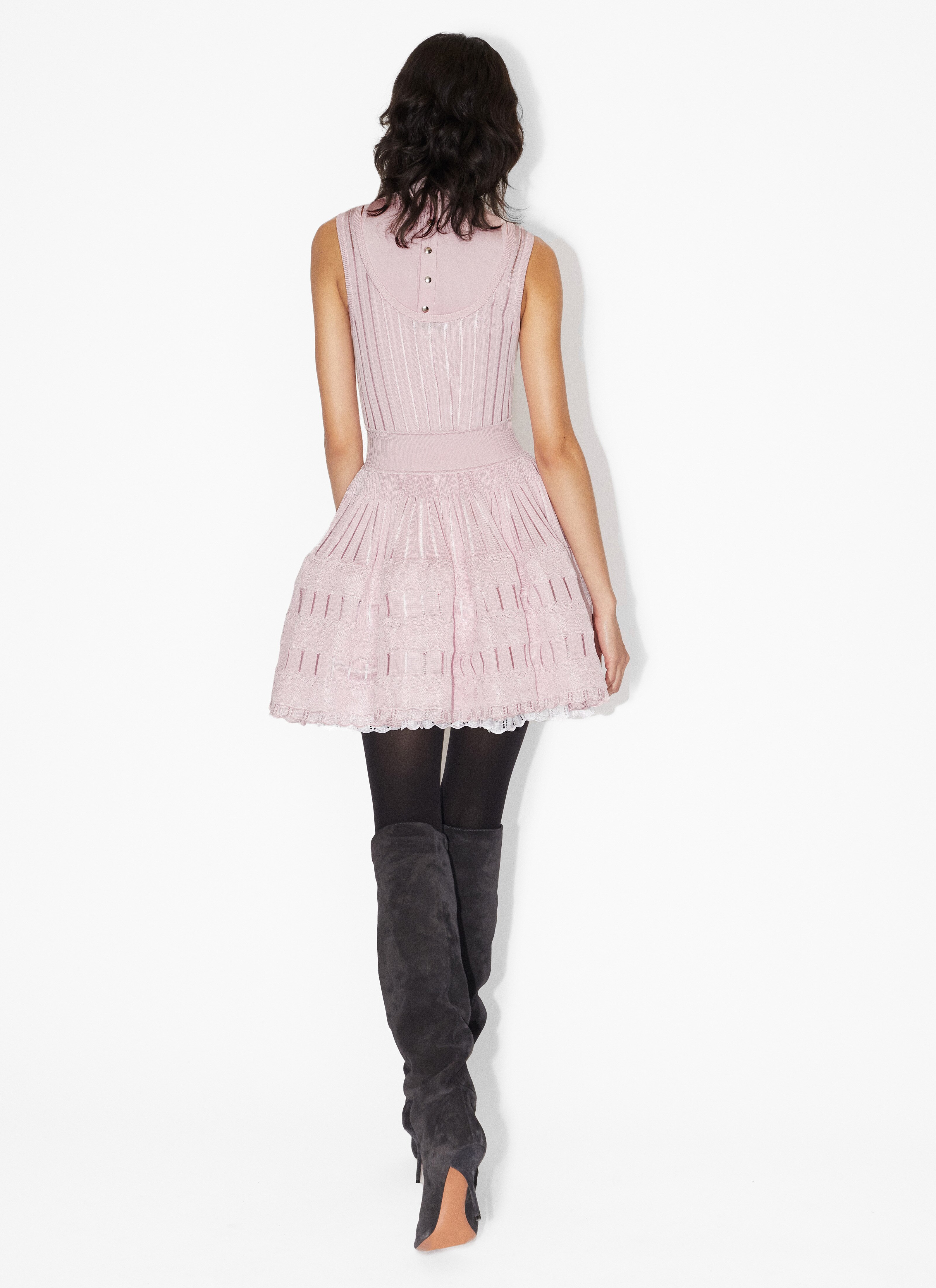 ALAÏA PINK SHINY CRINOLINE DRESS