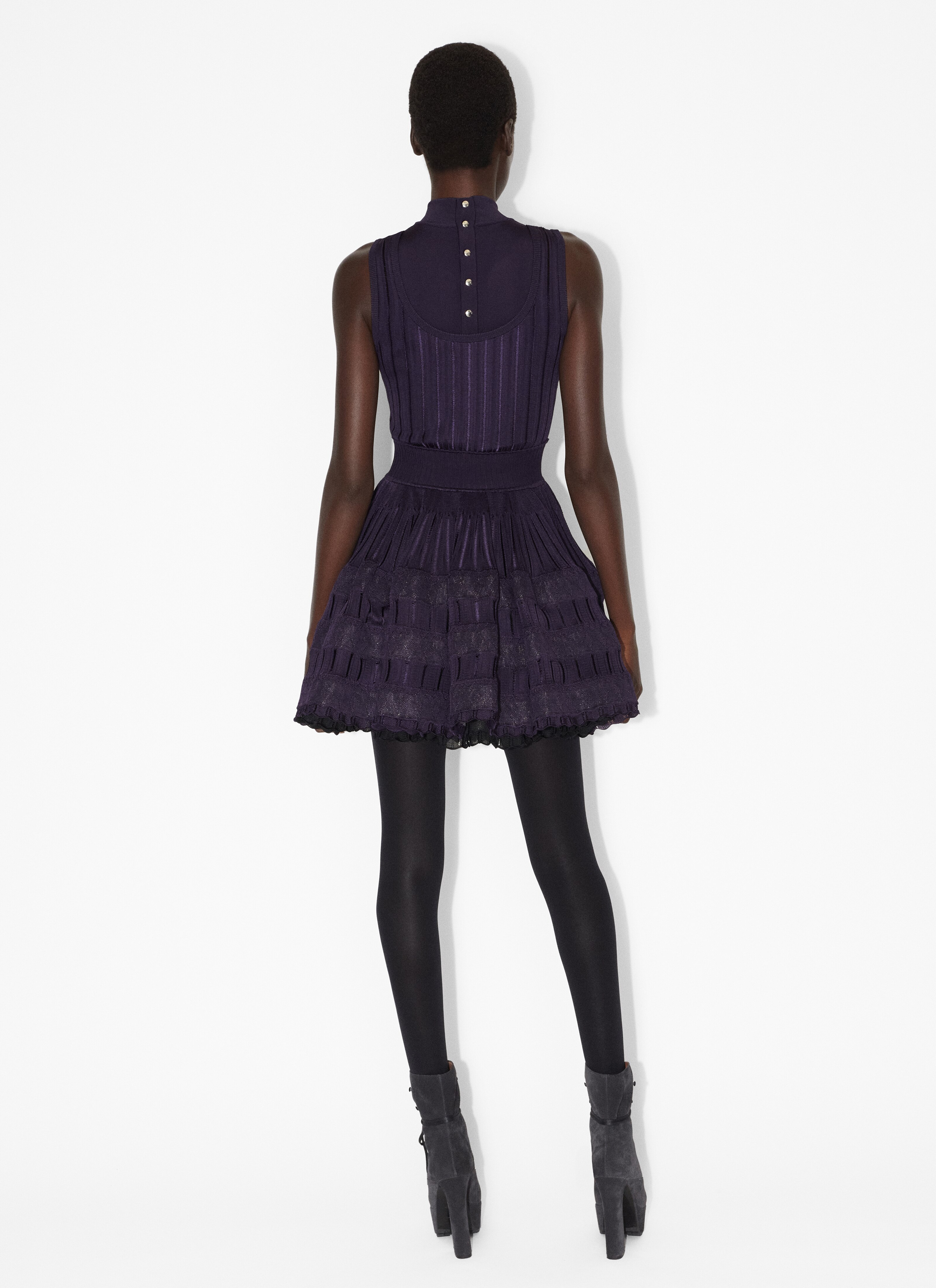 ALAÏA PURPLE SHINY CRINOLINE DRESS
