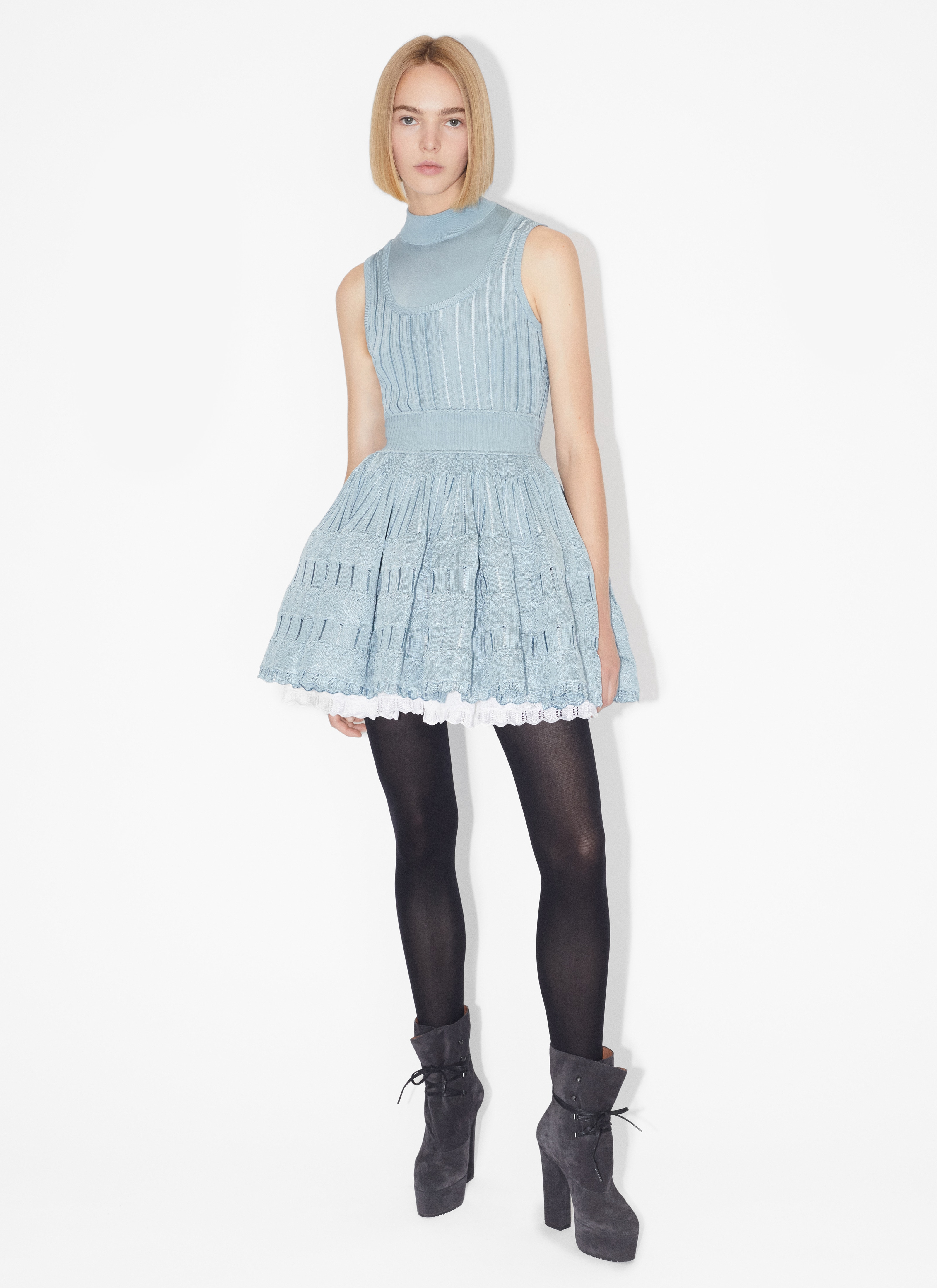 ALAÏA BLUE SHINY CRINOLINE DRESS