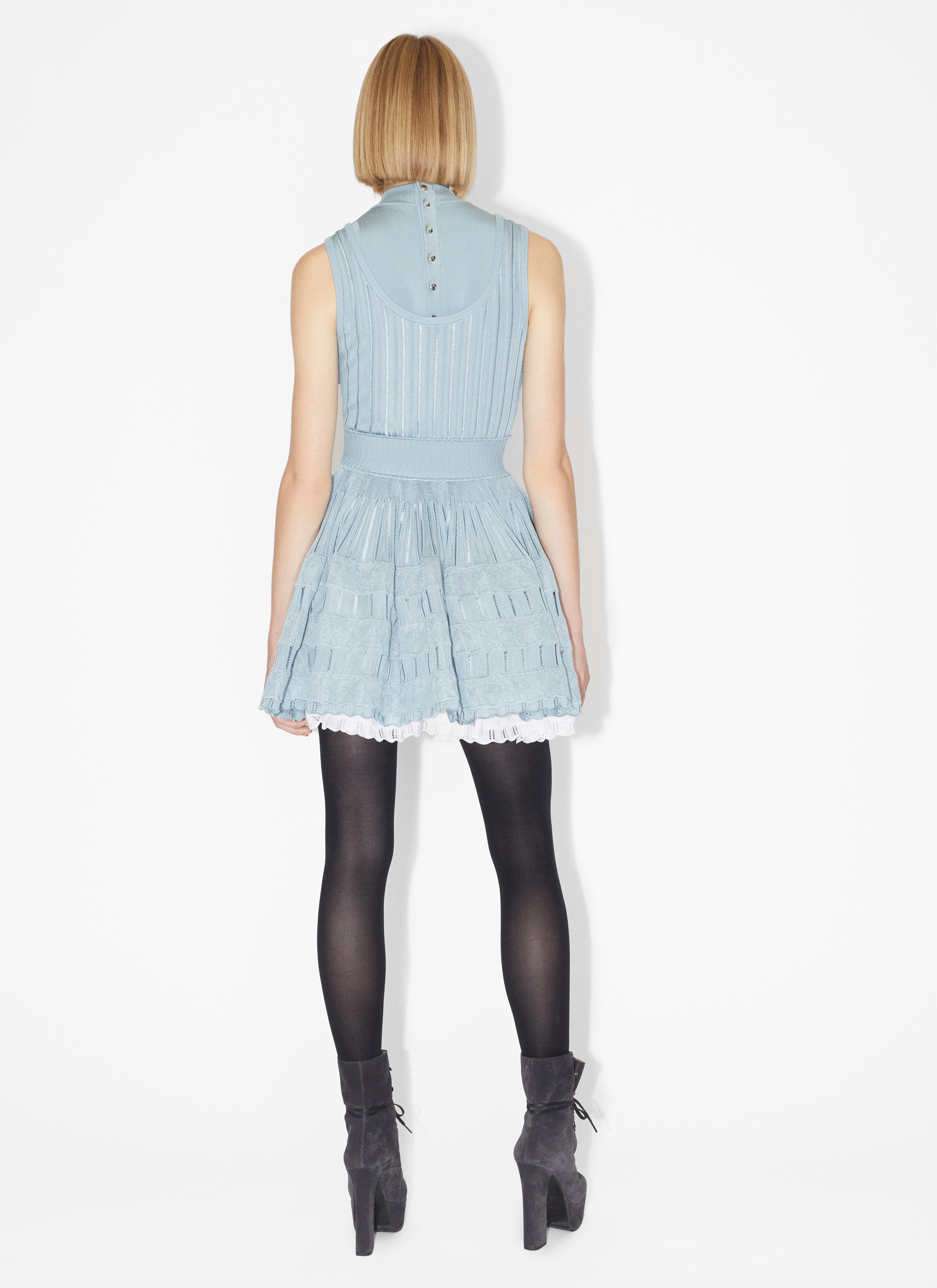 ALAÏA BLUE SHINY CRINOLINE DRESS