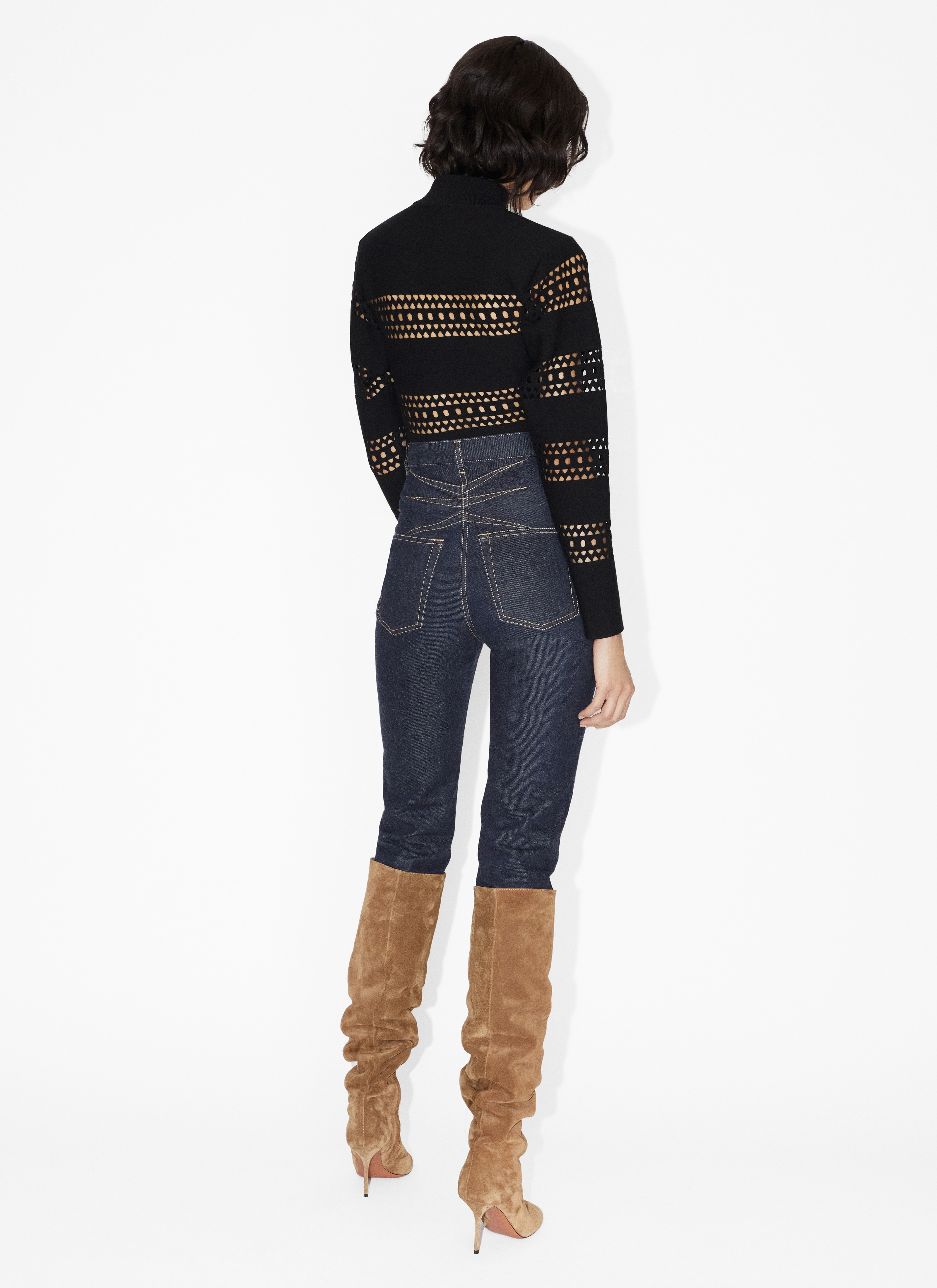 ALAÏA SCHWARZ VIENNE-SWEATSHIRT MIT PERFORATIONSDETAILS