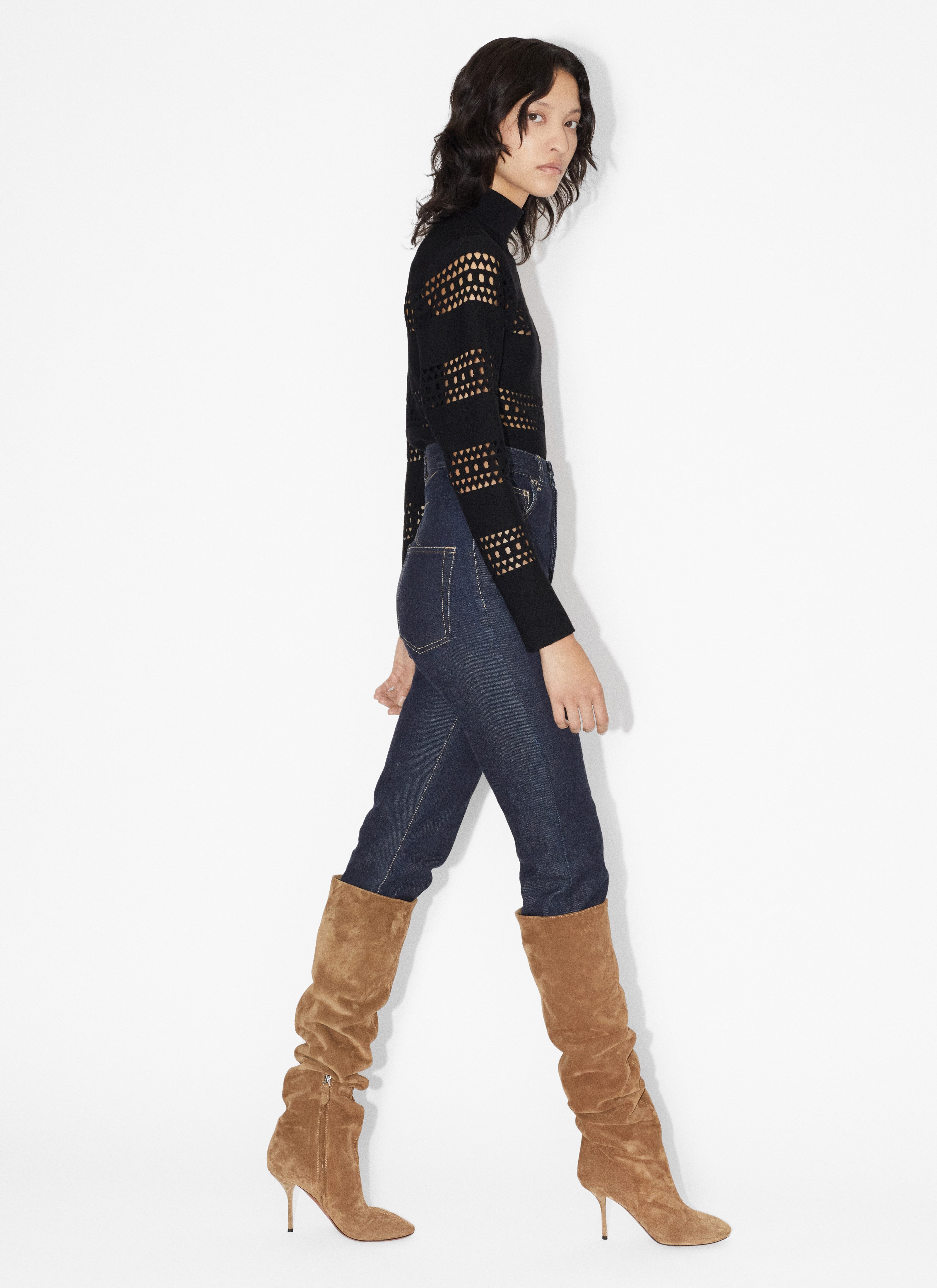 ALAÏA SCHWARZ VIENNE-SWEATSHIRT MIT PERFORATIONSDETAILS