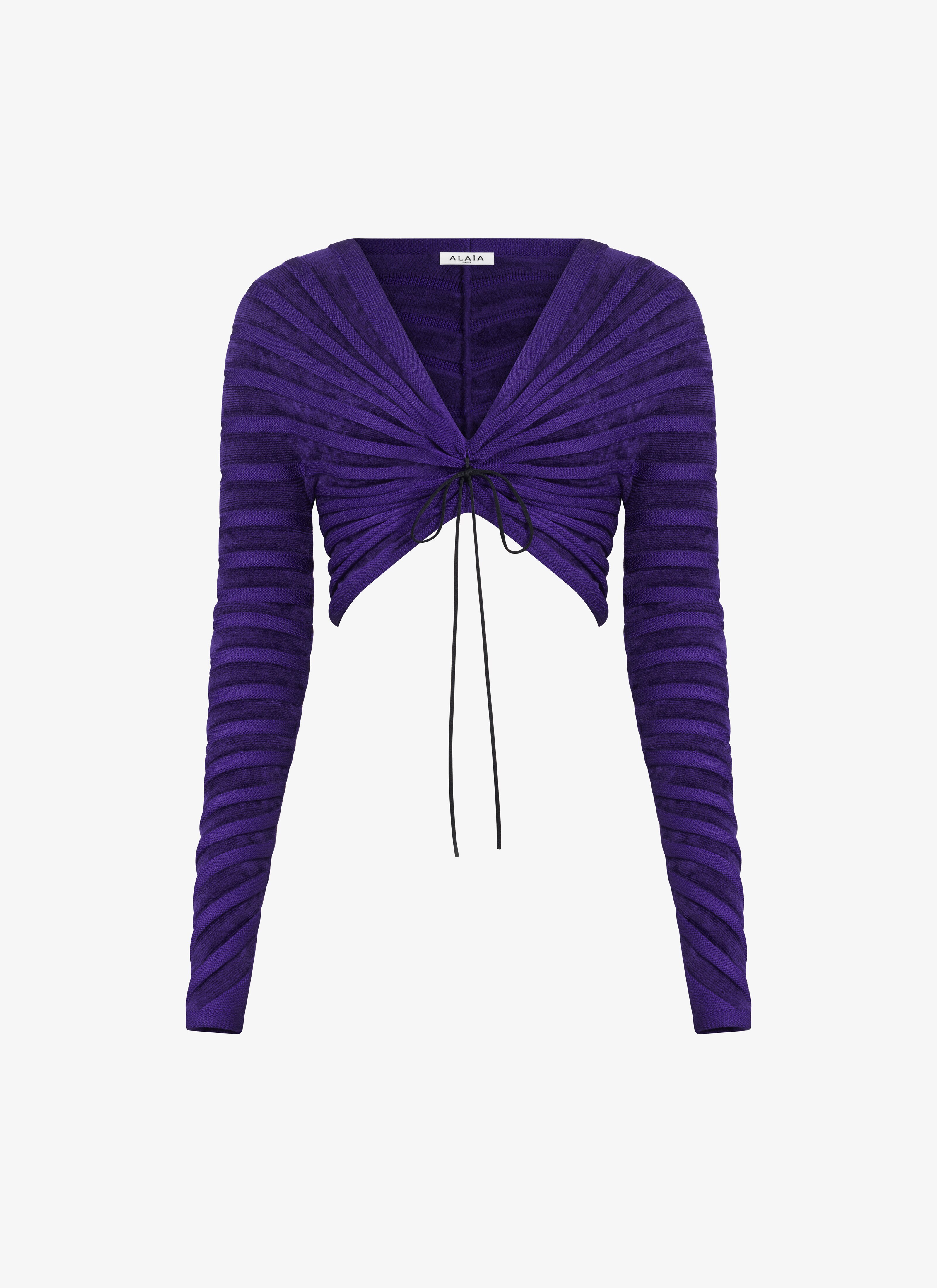 Off-shoulder velvet top maison-alaia.com