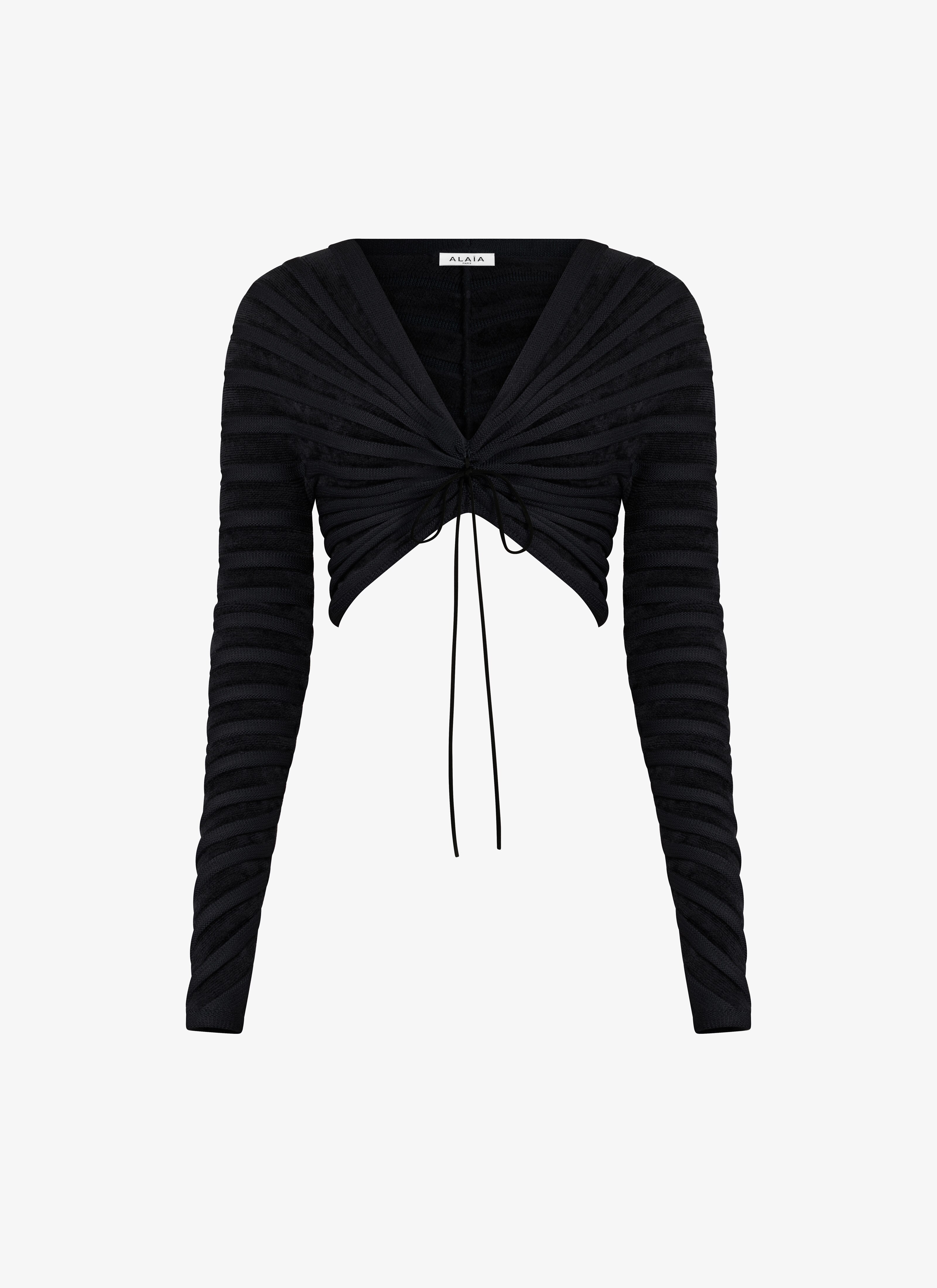Off-shoulder velvet top maison-alaia.com