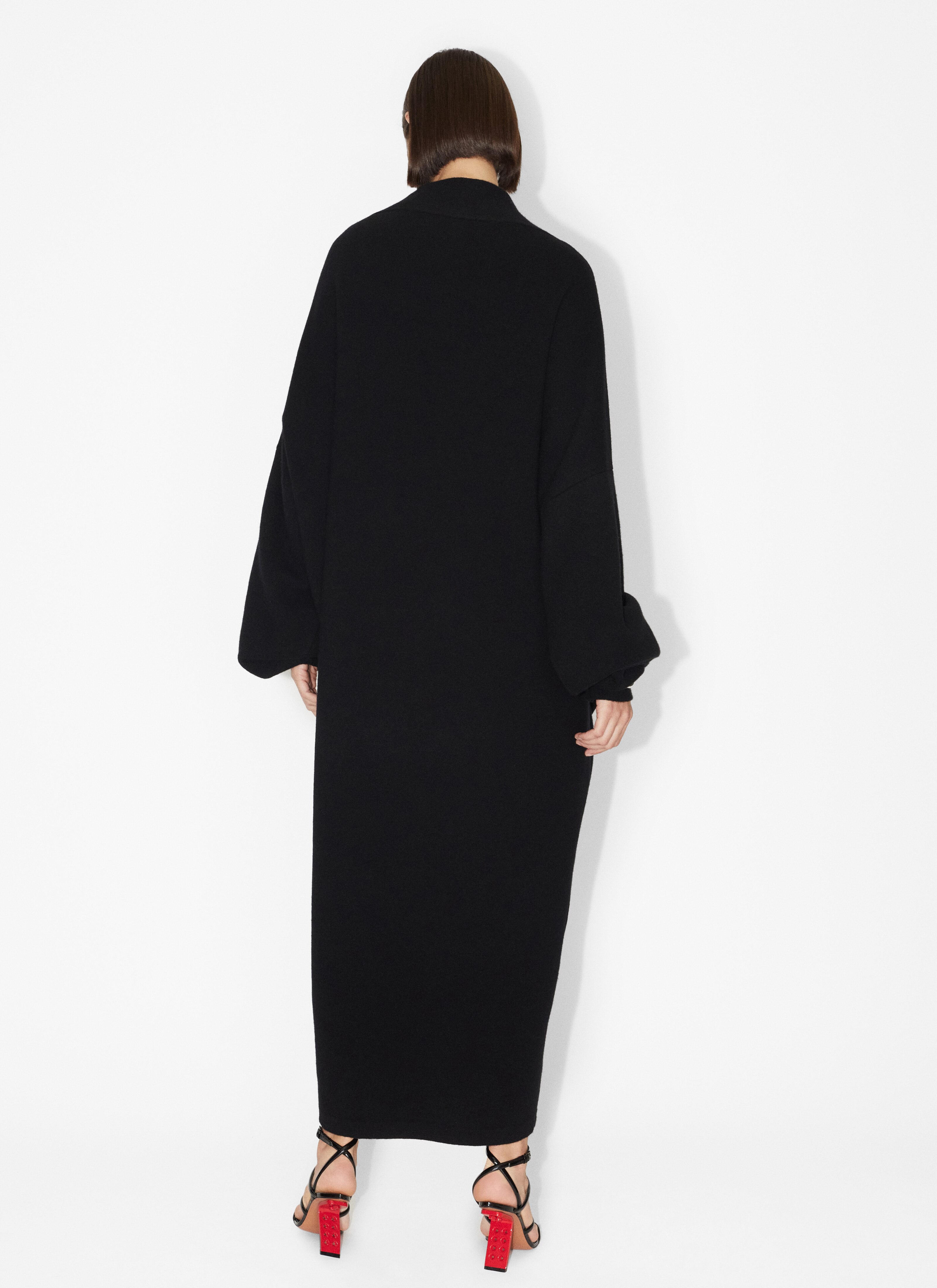 ALAÏA BLACK BOILED CASHMERE COAT