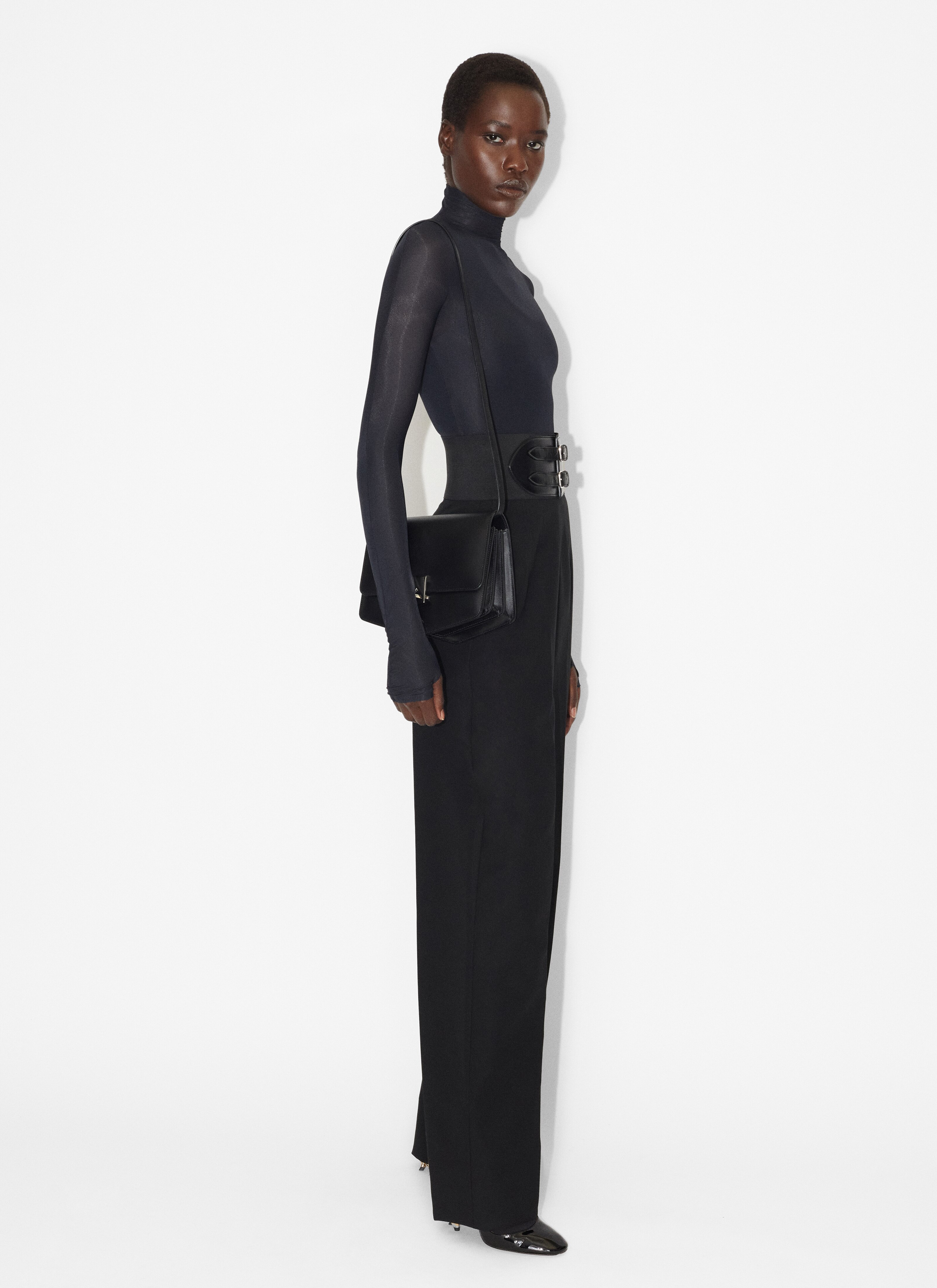 ALAÏA BLACK BELTED TROUSERS