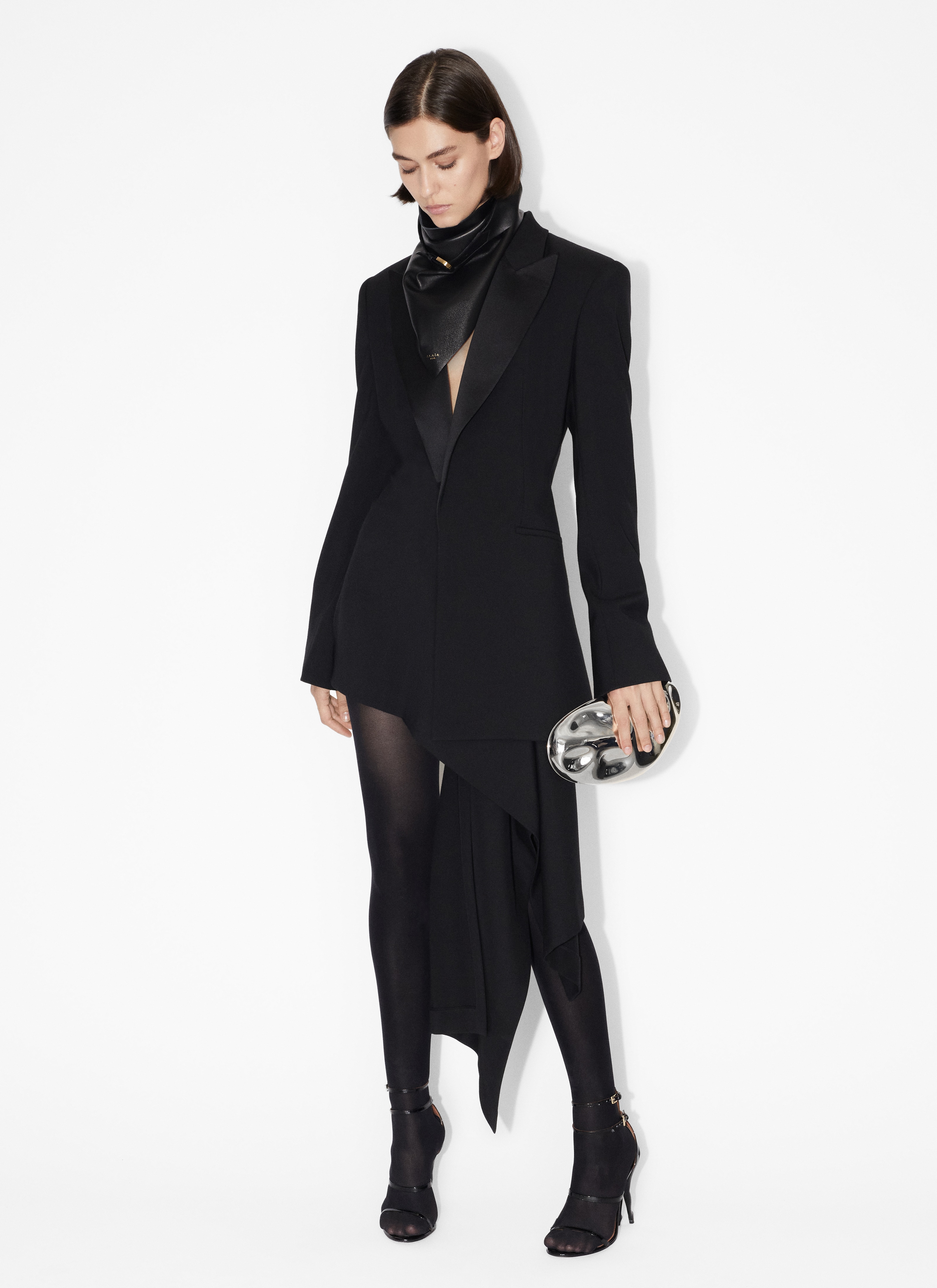 ALAÏA BLACK TAILORED DRESS IN WOOL