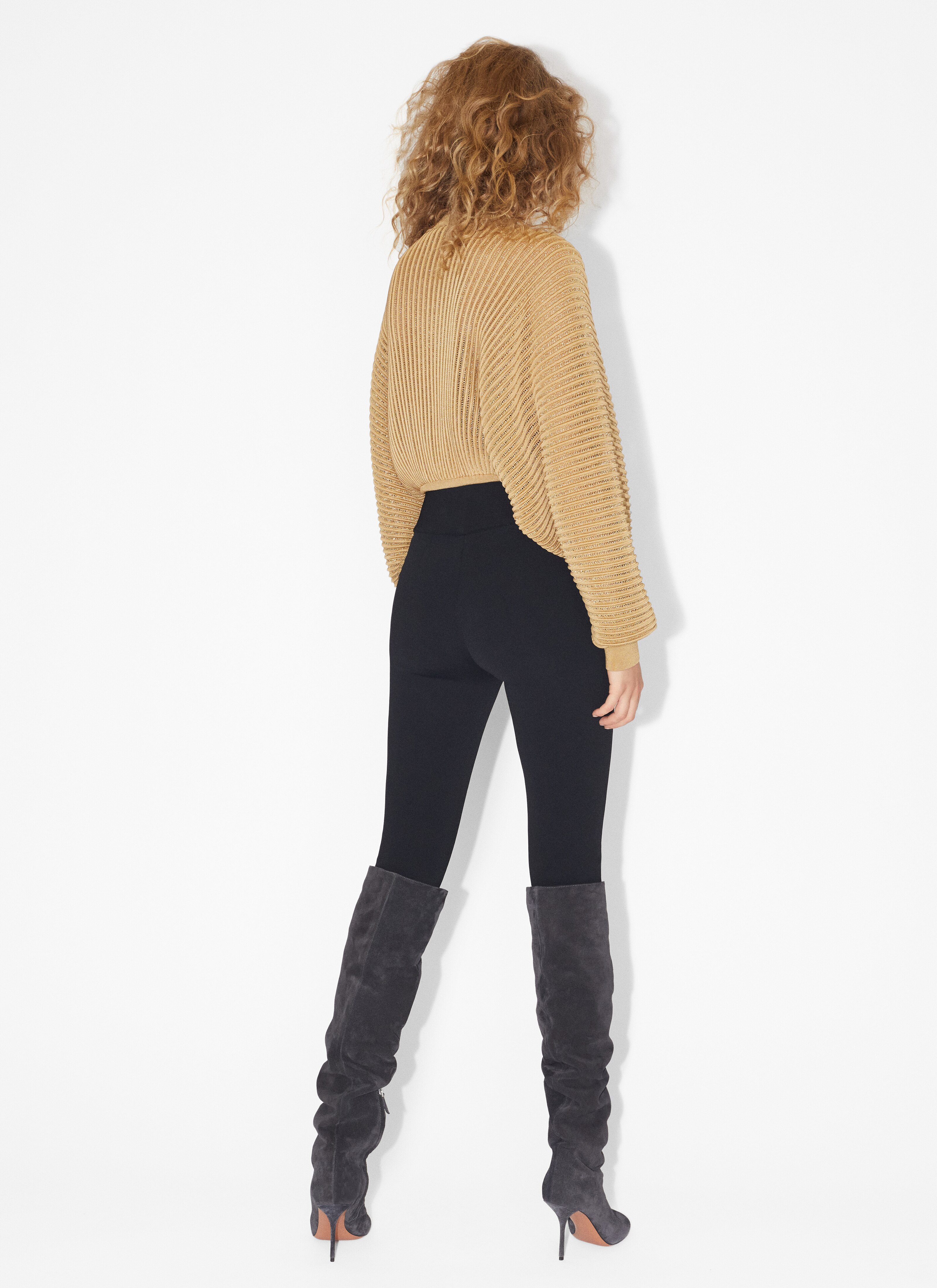 ALAÏA GOLD RIBBED LUREX JUMPER 