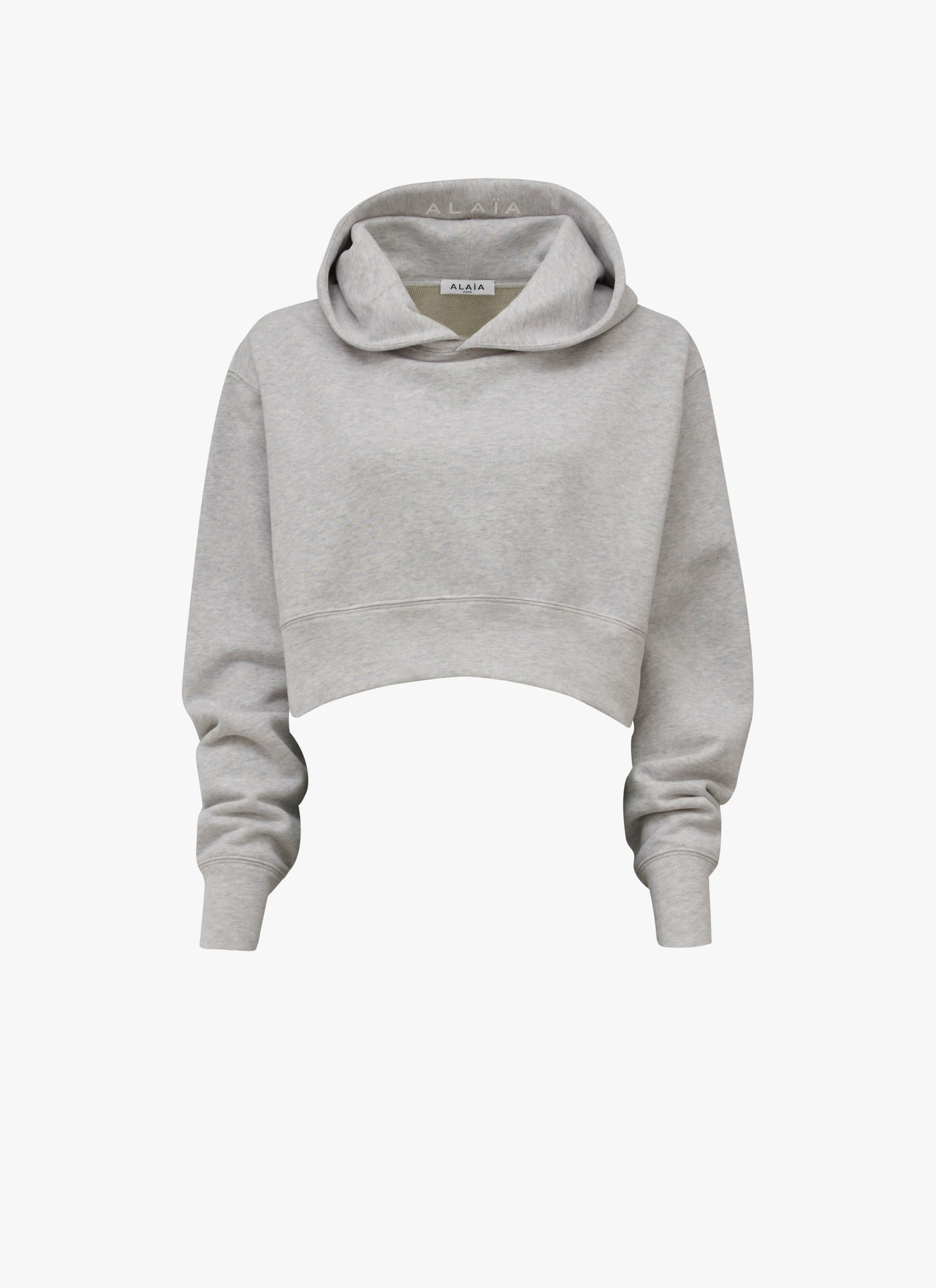 ALAÏA GRAU KURZ GESCHNITTENER HOODIE