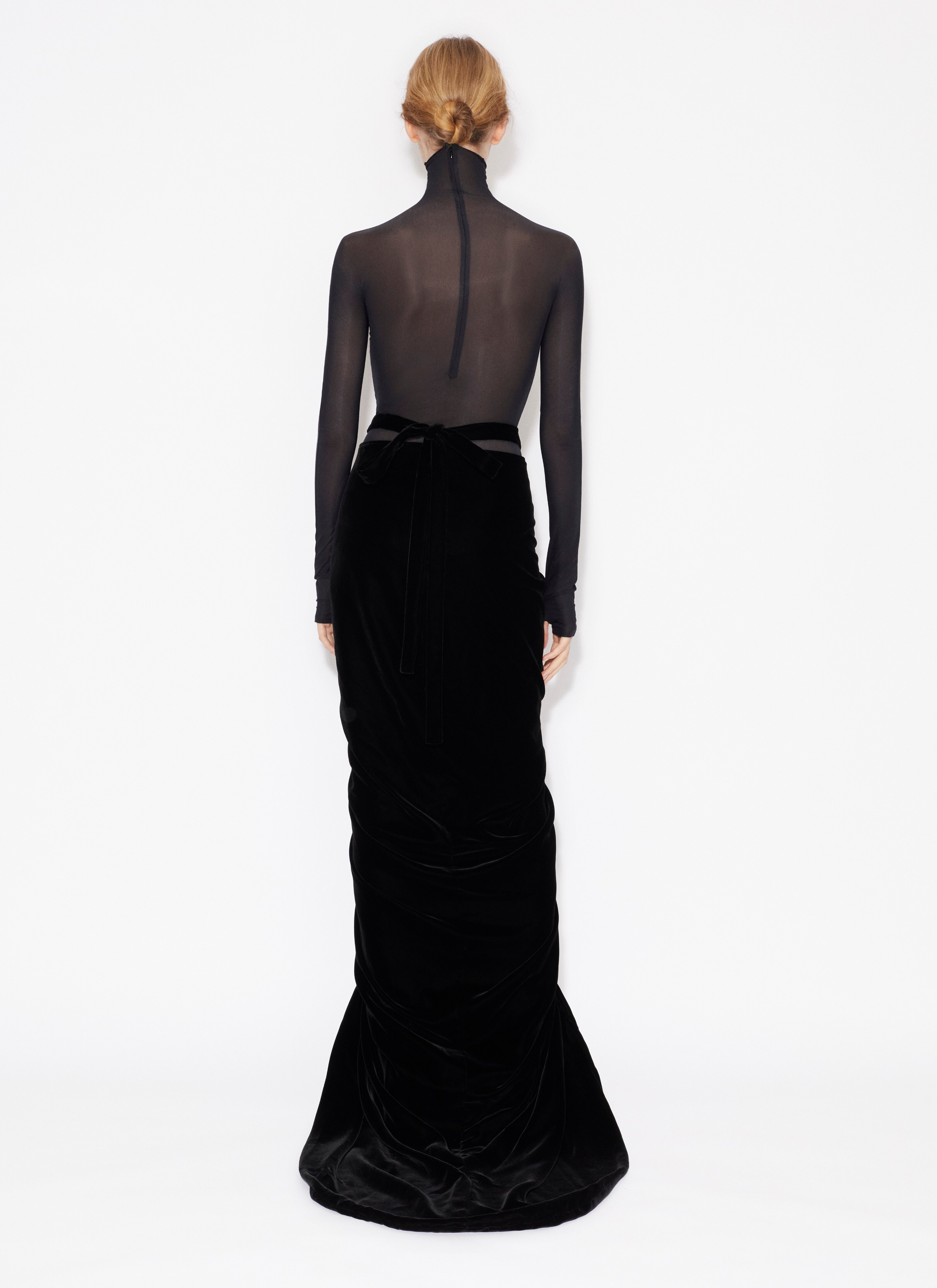 ALAÏA  VELVET DRAPED SKIRT 