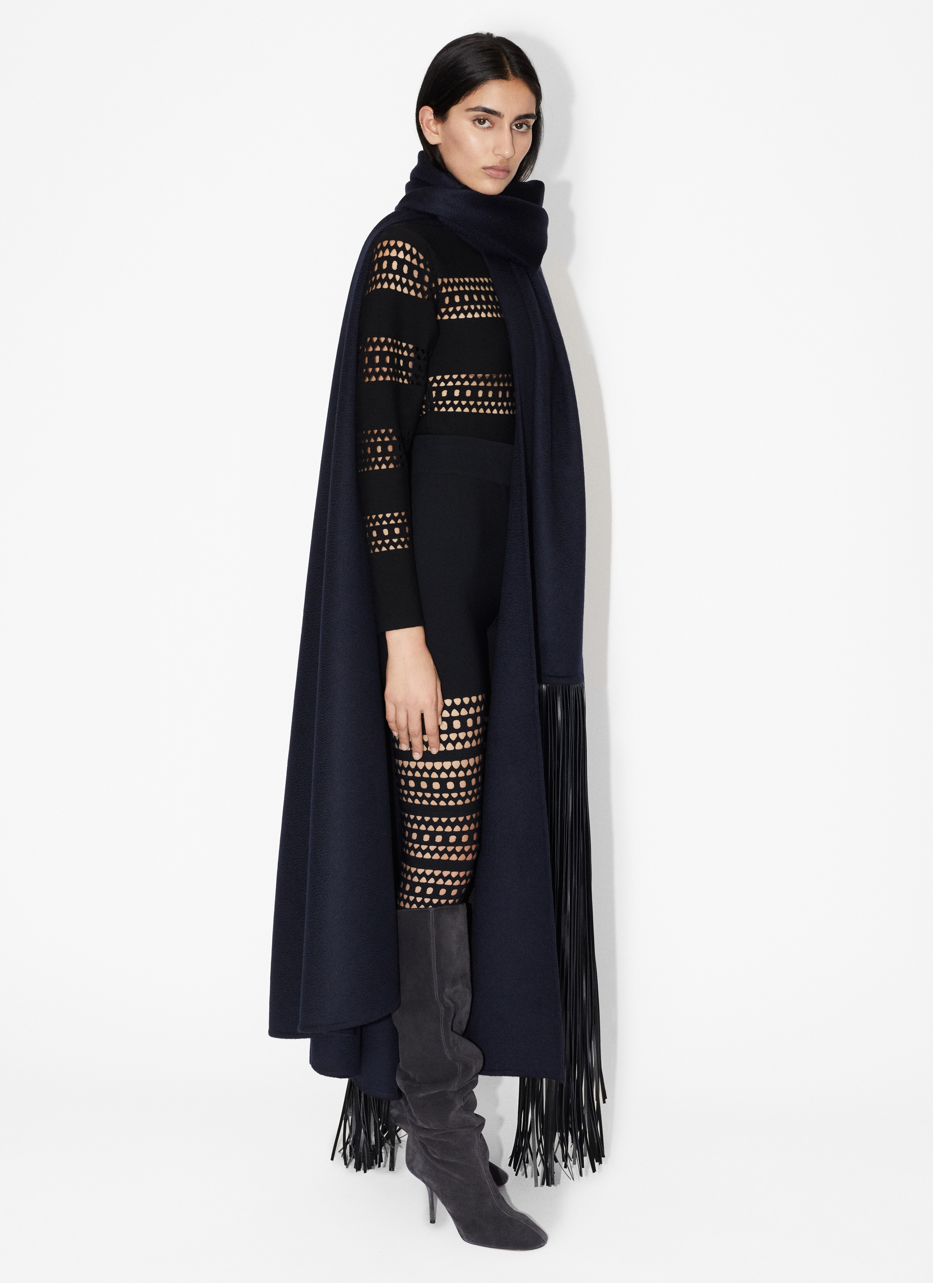 ALAÏA BLUE CASHMERE CAPE