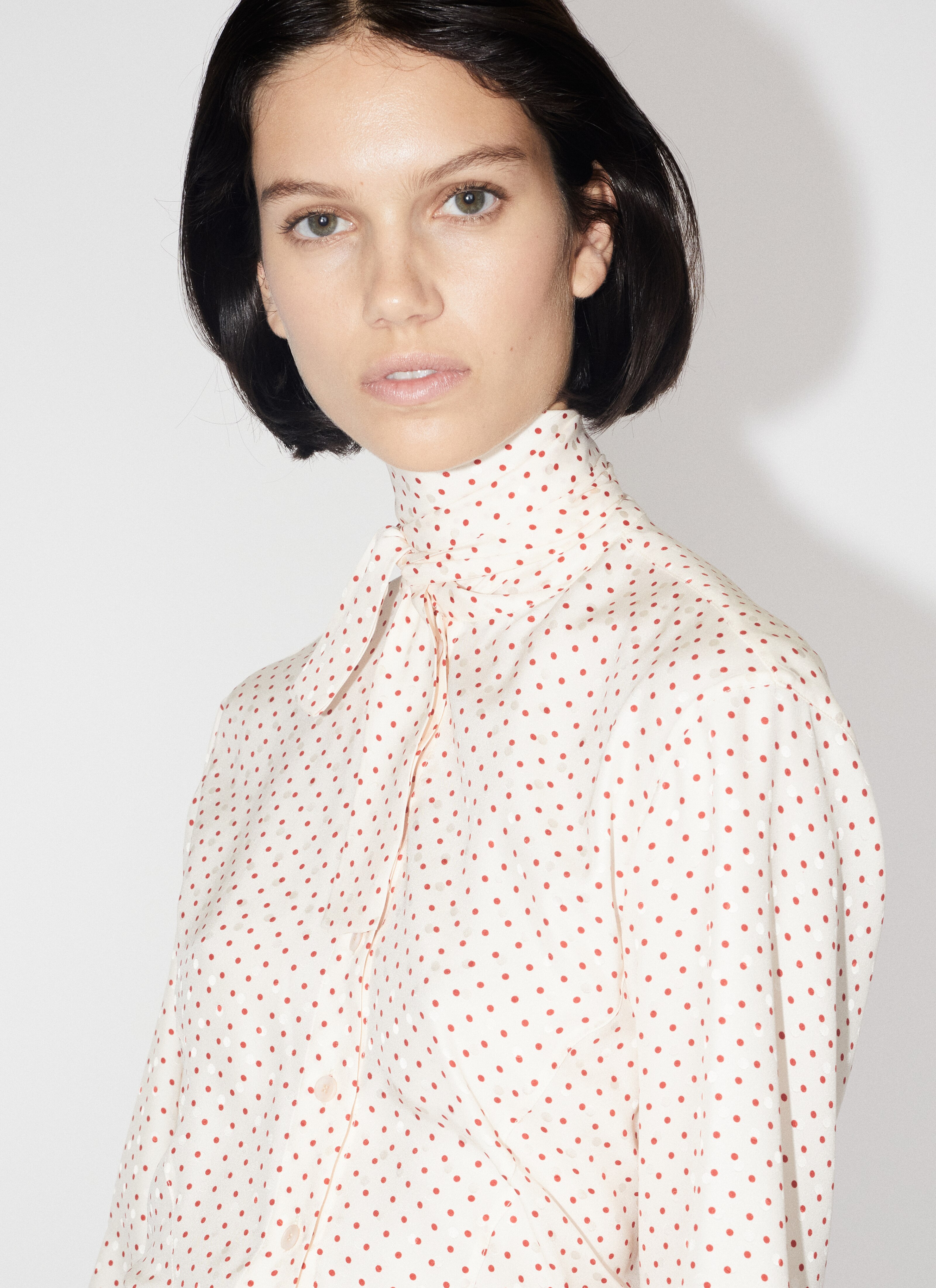 ALAÏA PINK POLKA DOTS LAVALIERE SHIRT