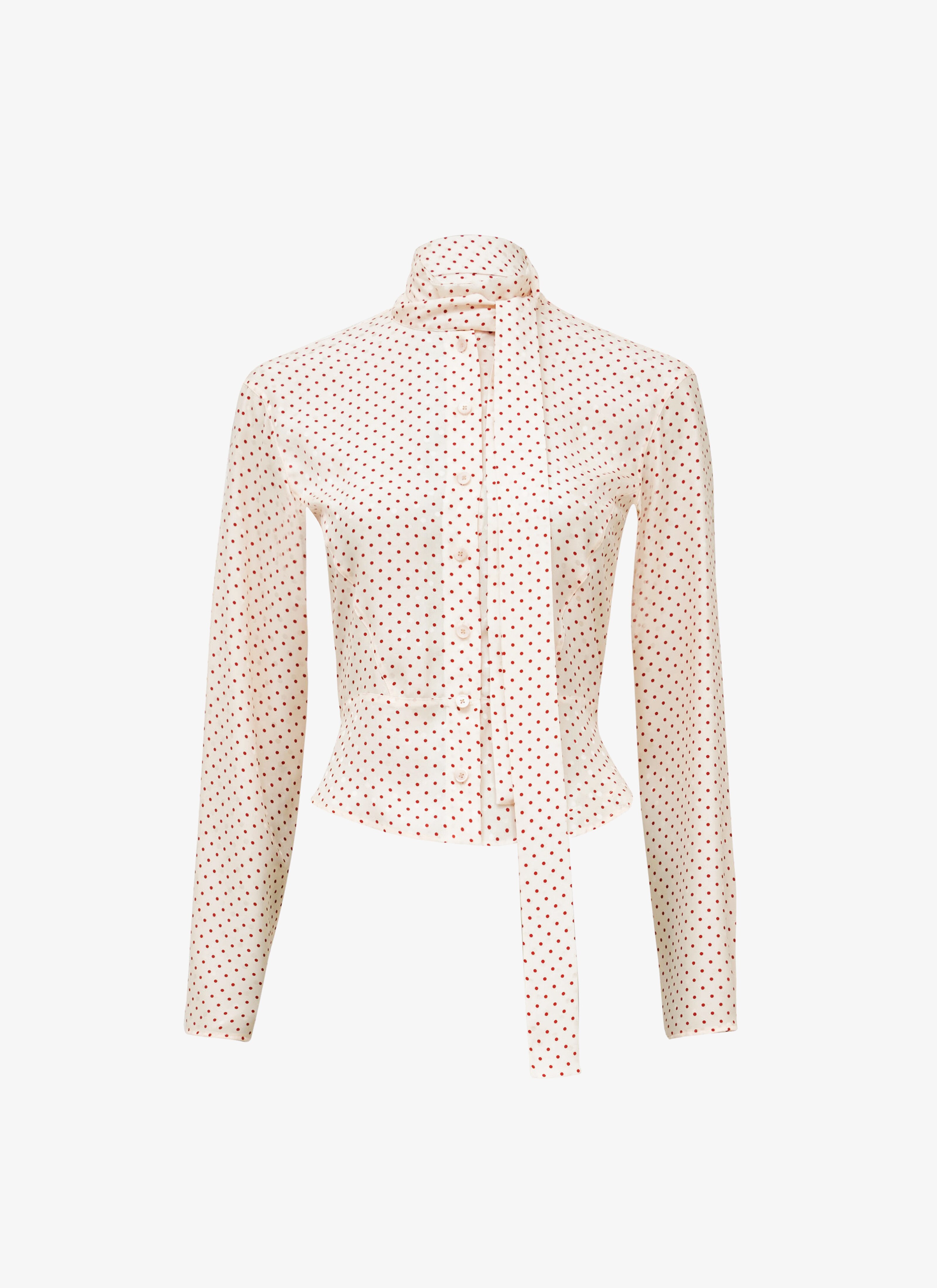 Polka dots lavaliere shirt maison-alaia.com