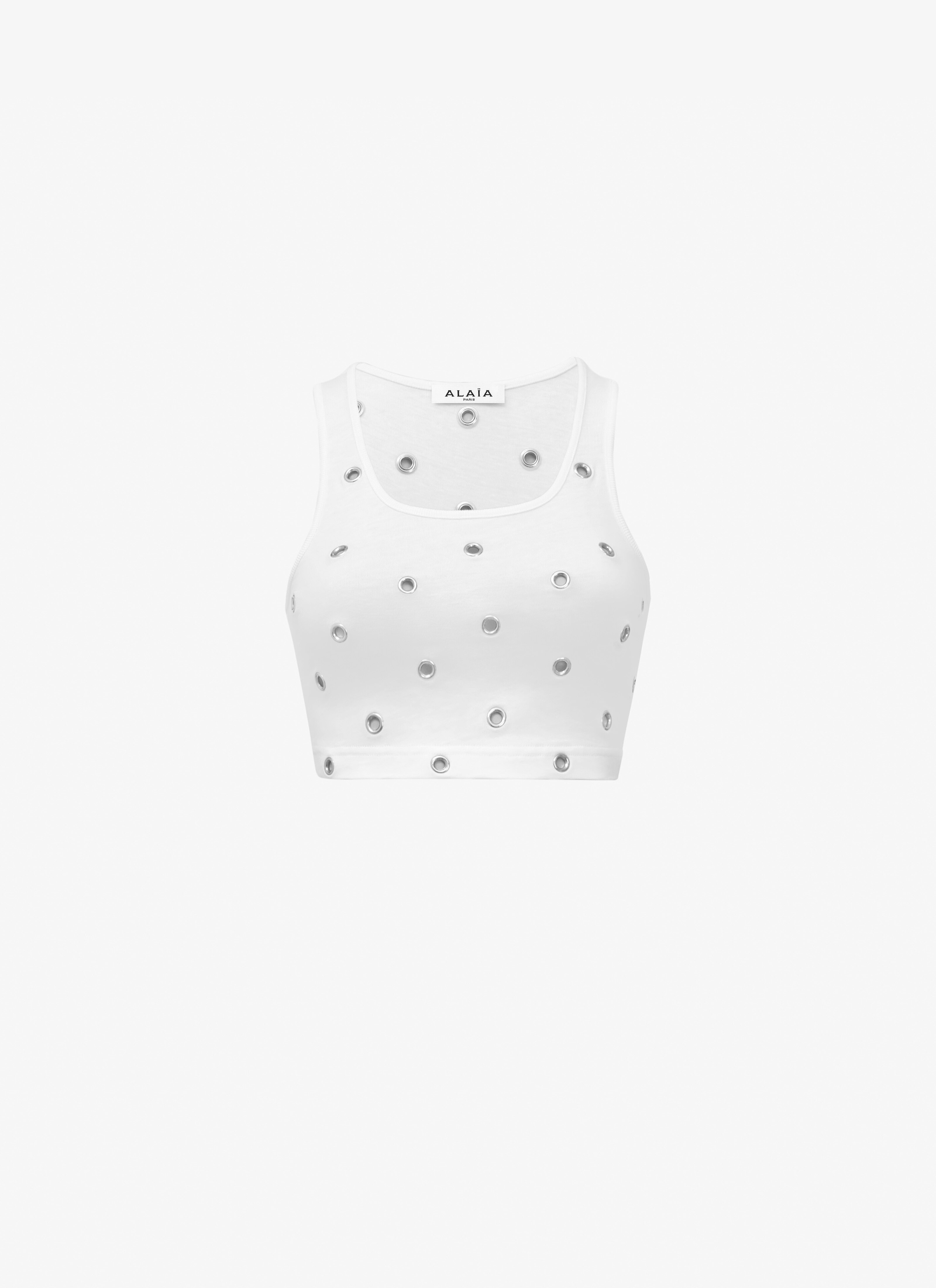 Eyelet cropped tank top maison-alaia.com