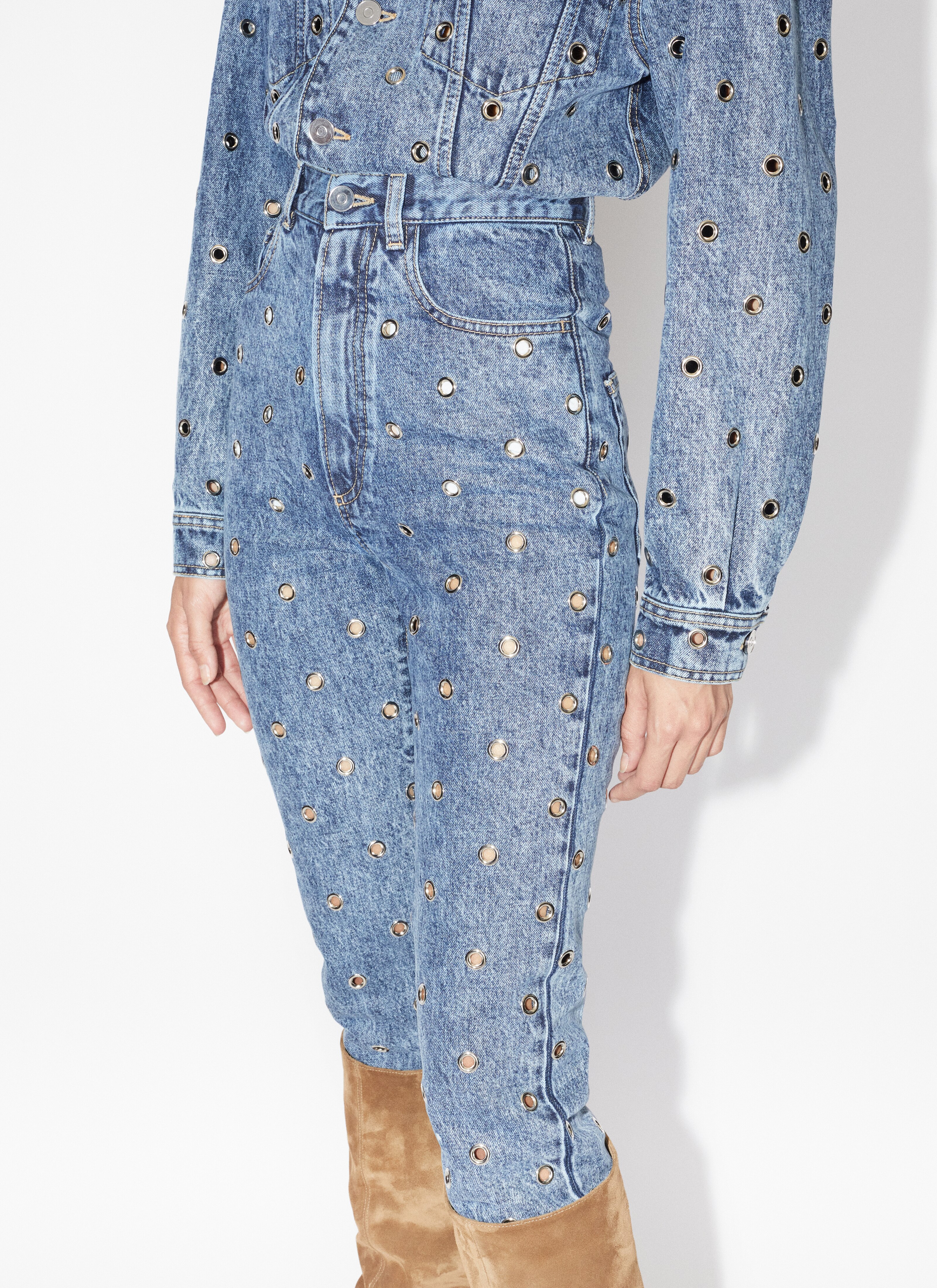 Eyelet denim jeans - maison-alaia.com