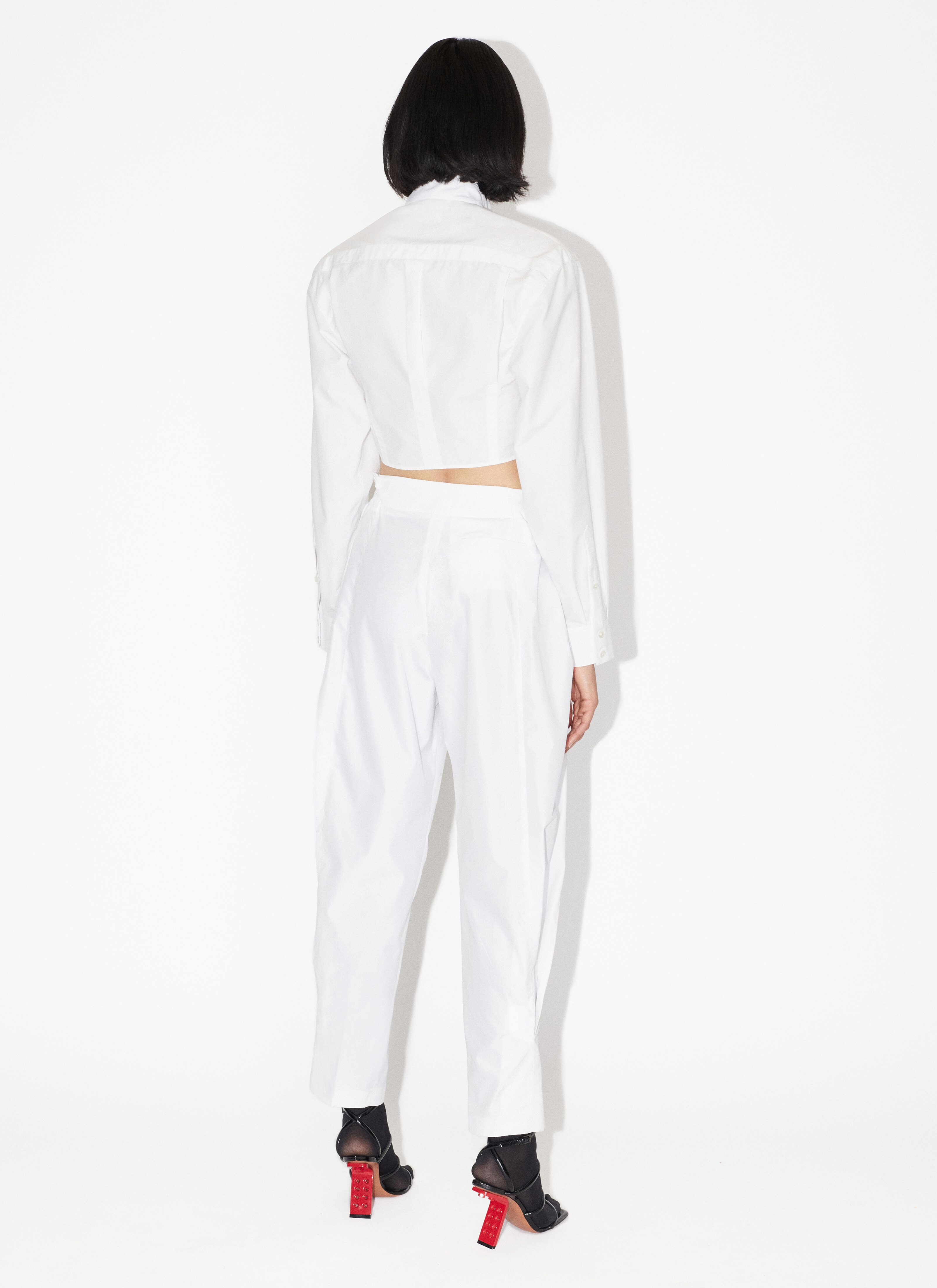 ALAÏA WHITE LOOSE POPLIN TROUSERS