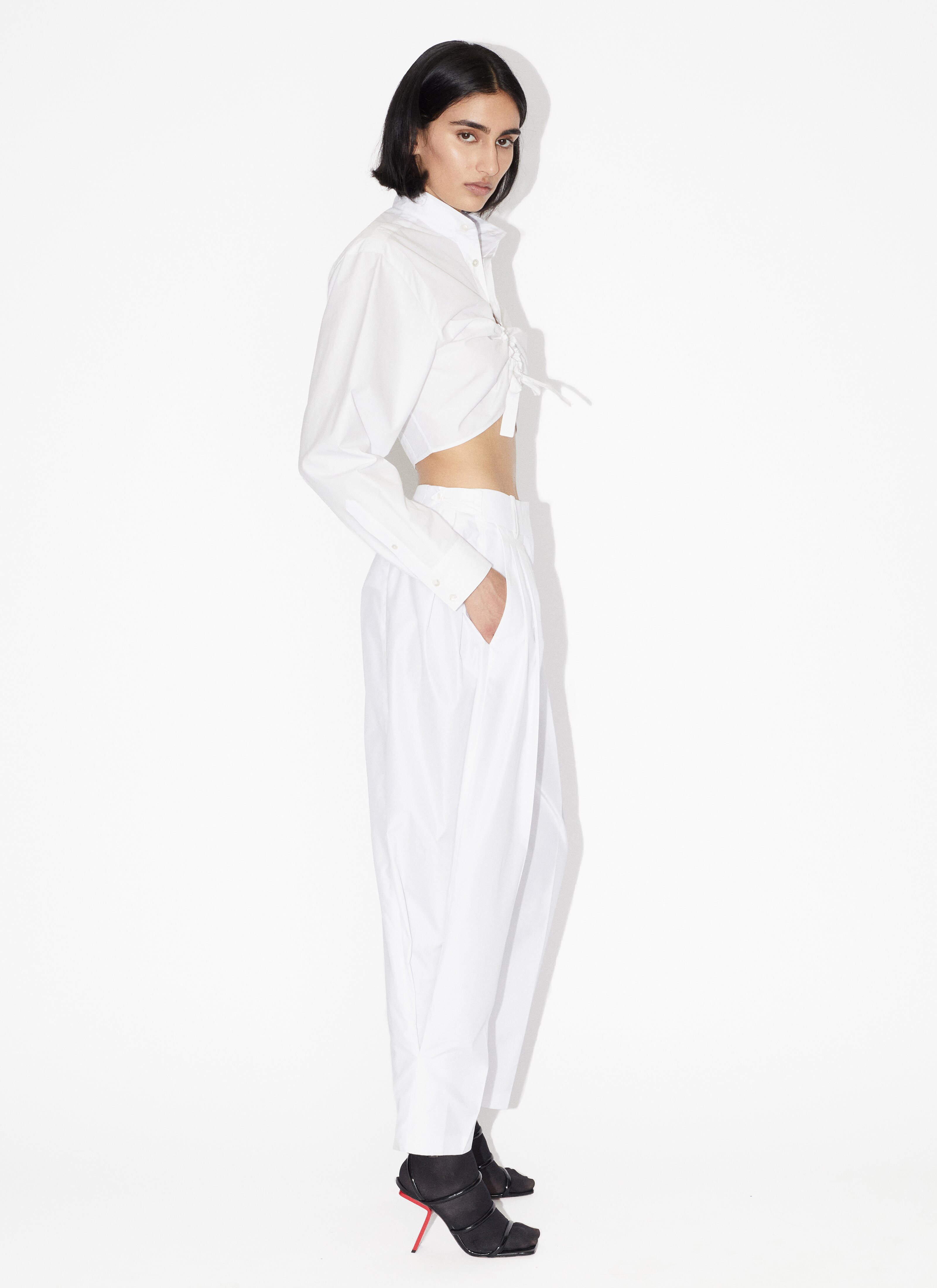 ALAÏA WHITE LOOSE POPLIN TROUSERS