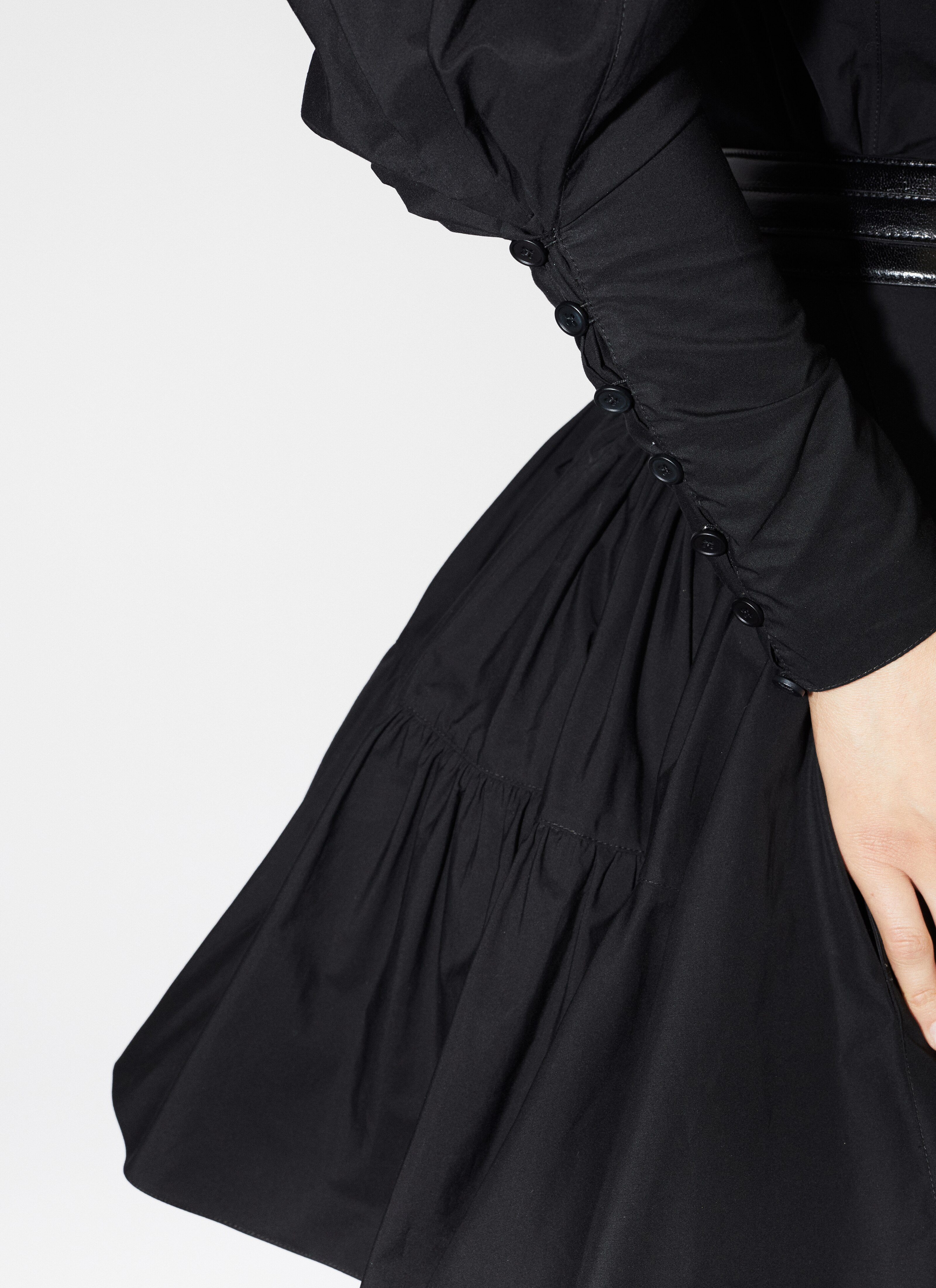 ALAÏA BLACK POPLIN SKATER DRESS