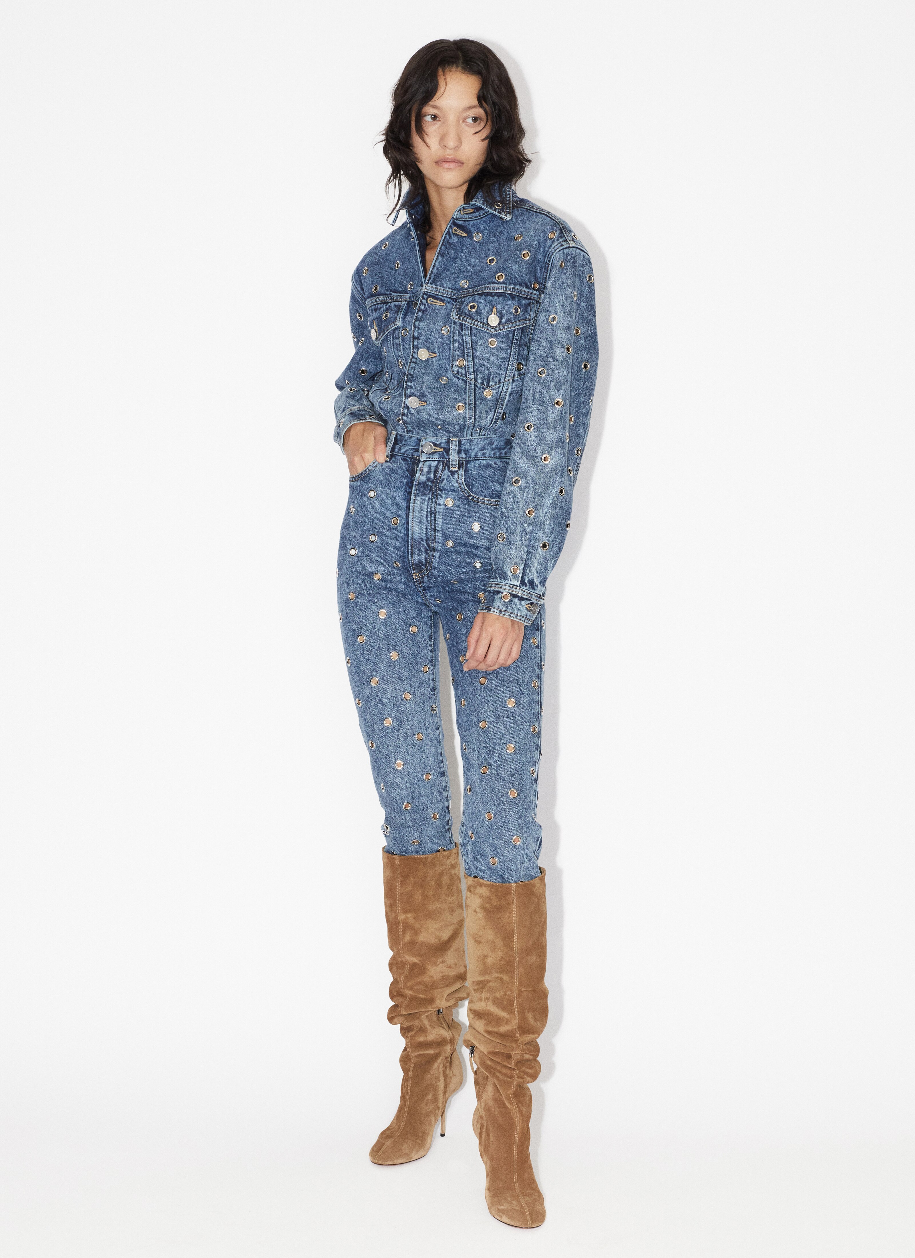 Eyelet denim jacket - maison-alaia.com