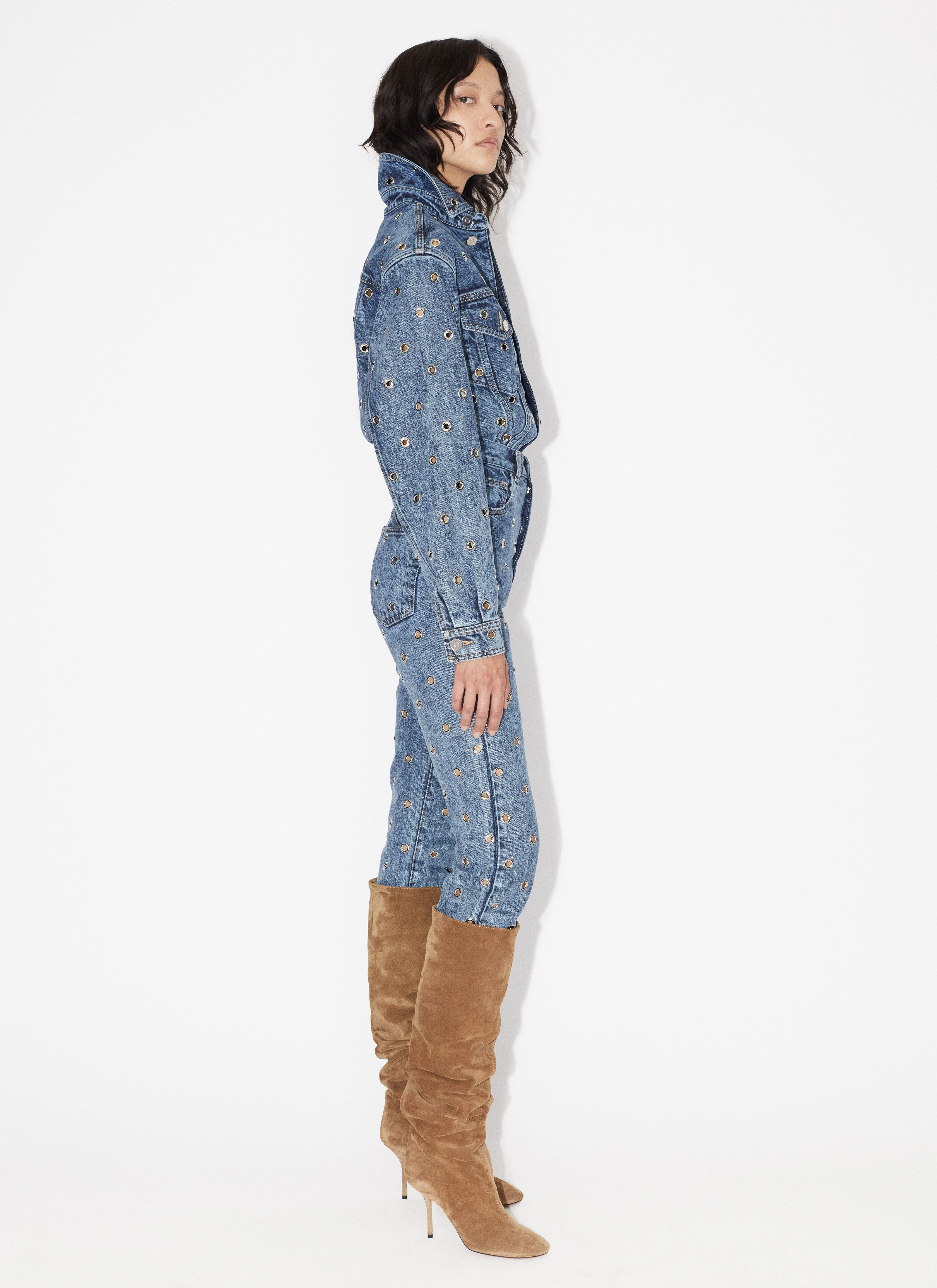ALAÏA BLUE EYELET DENIM JACKET