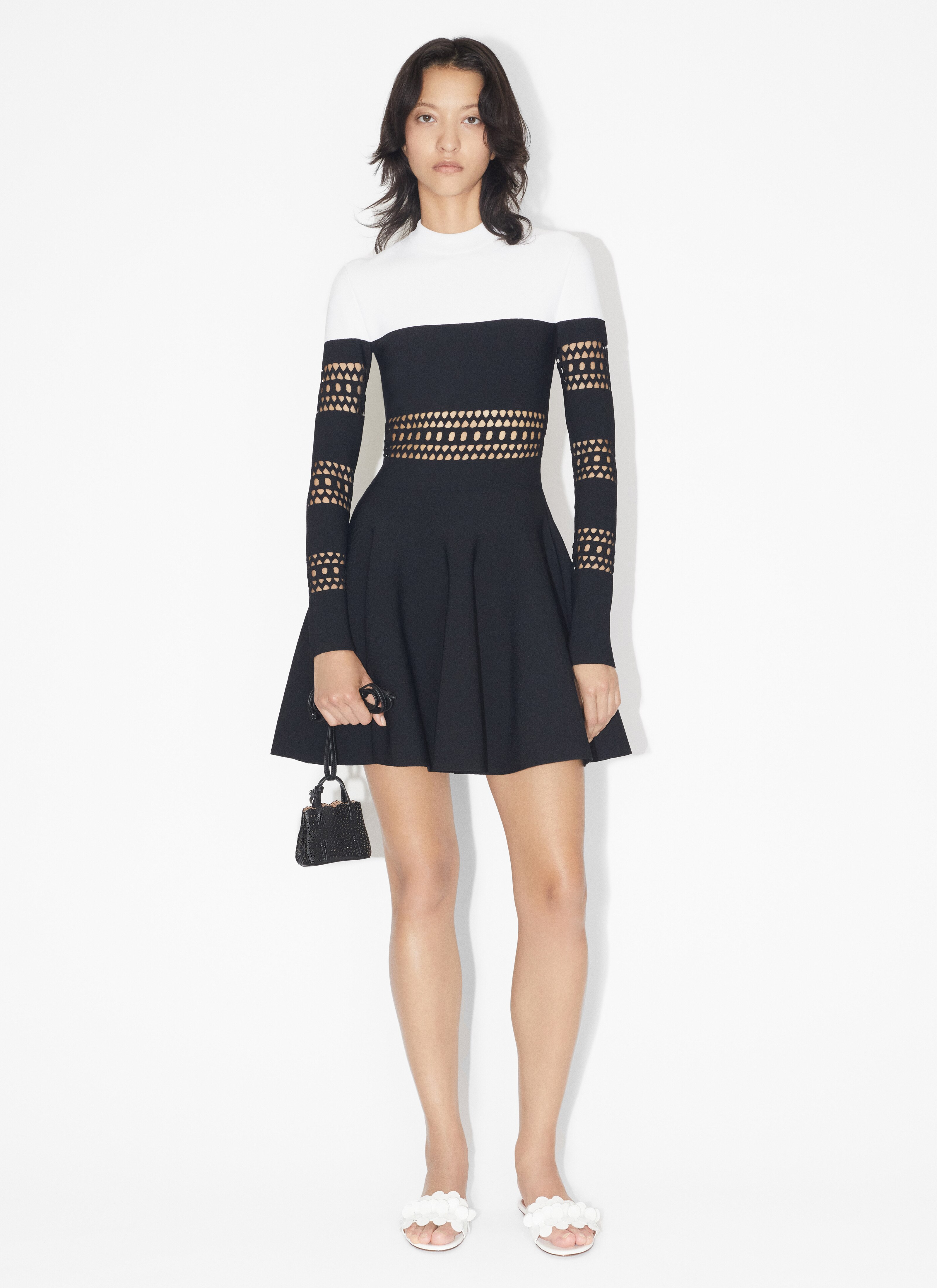 ALAÏA ROBE BICOLORE VIENNE NOIR