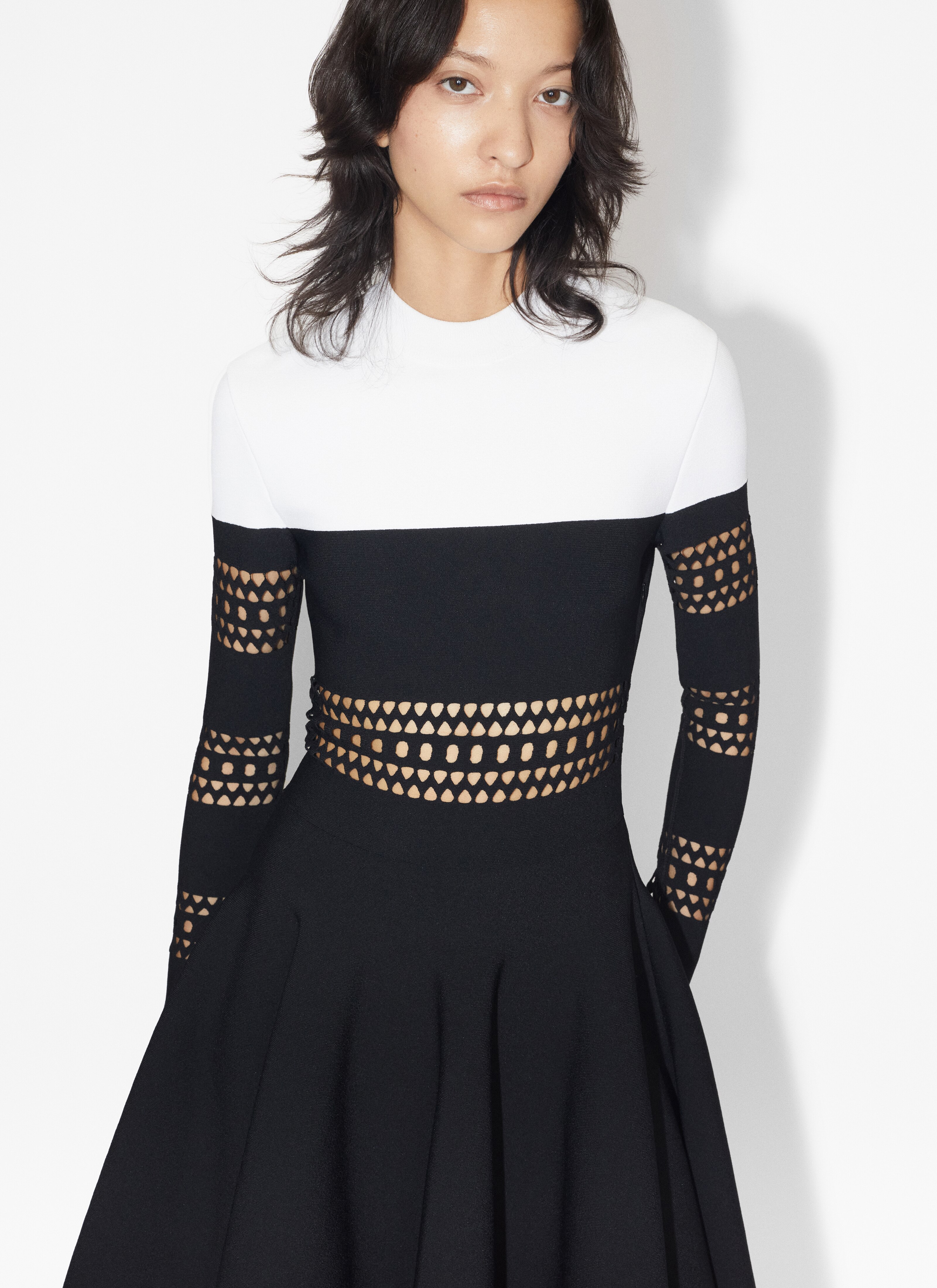 ALAÏA ROBE BICOLORE VIENNE NOIR