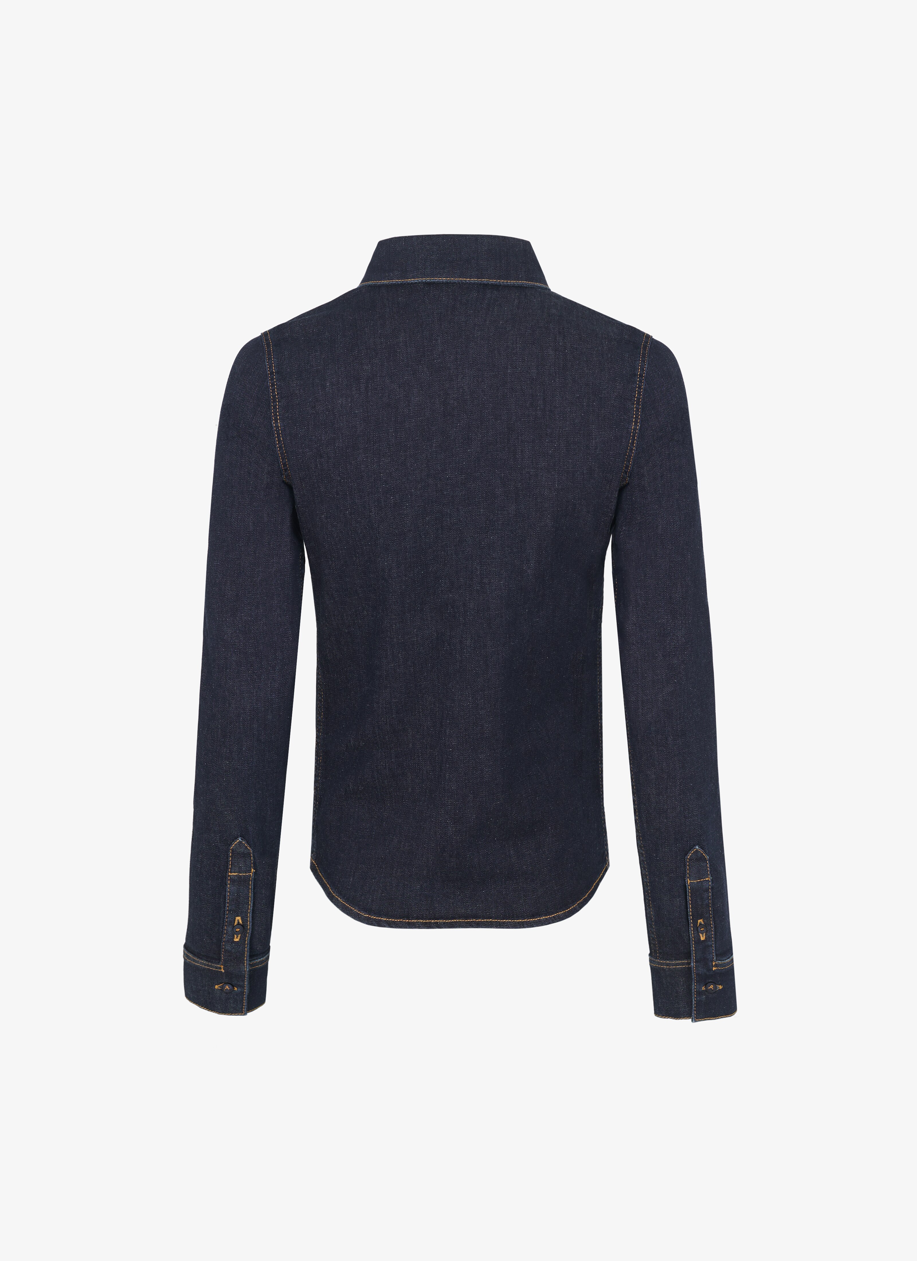 ALAÏA BLUE FITTED DENIM SHIRT