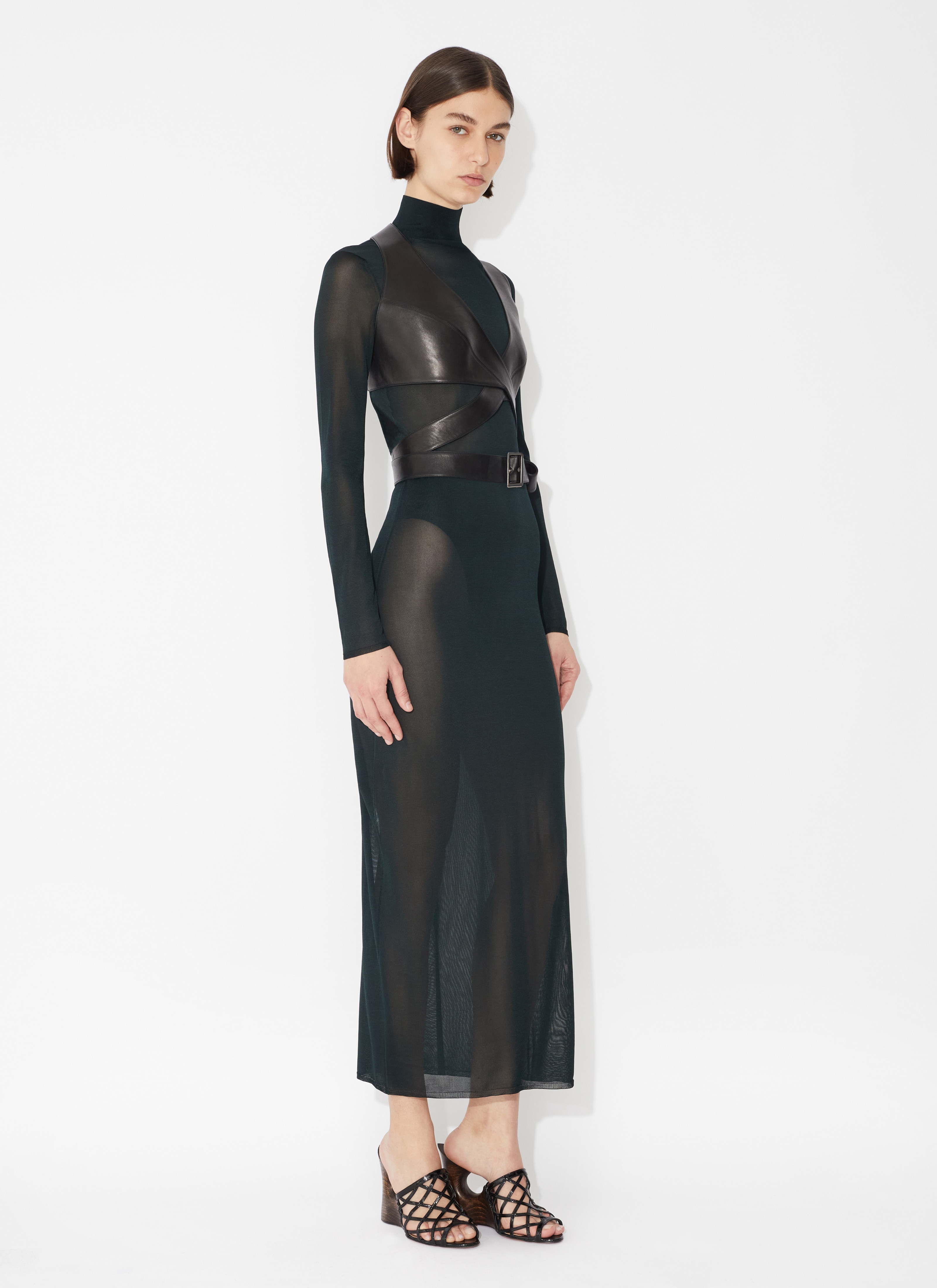 ALAÏA BLACK LEATHER BRA