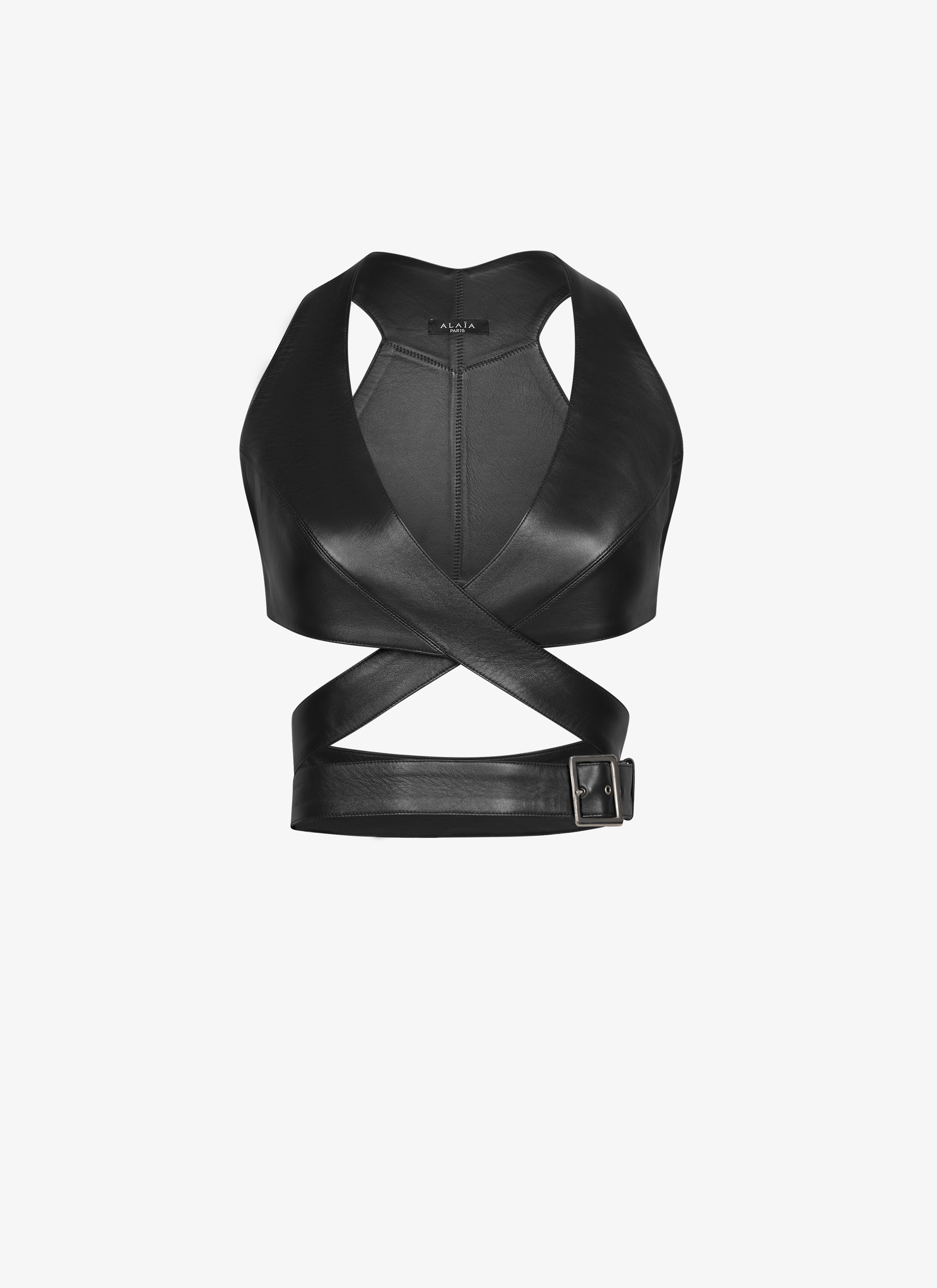 ALAÏA Women's Black Leather Bra