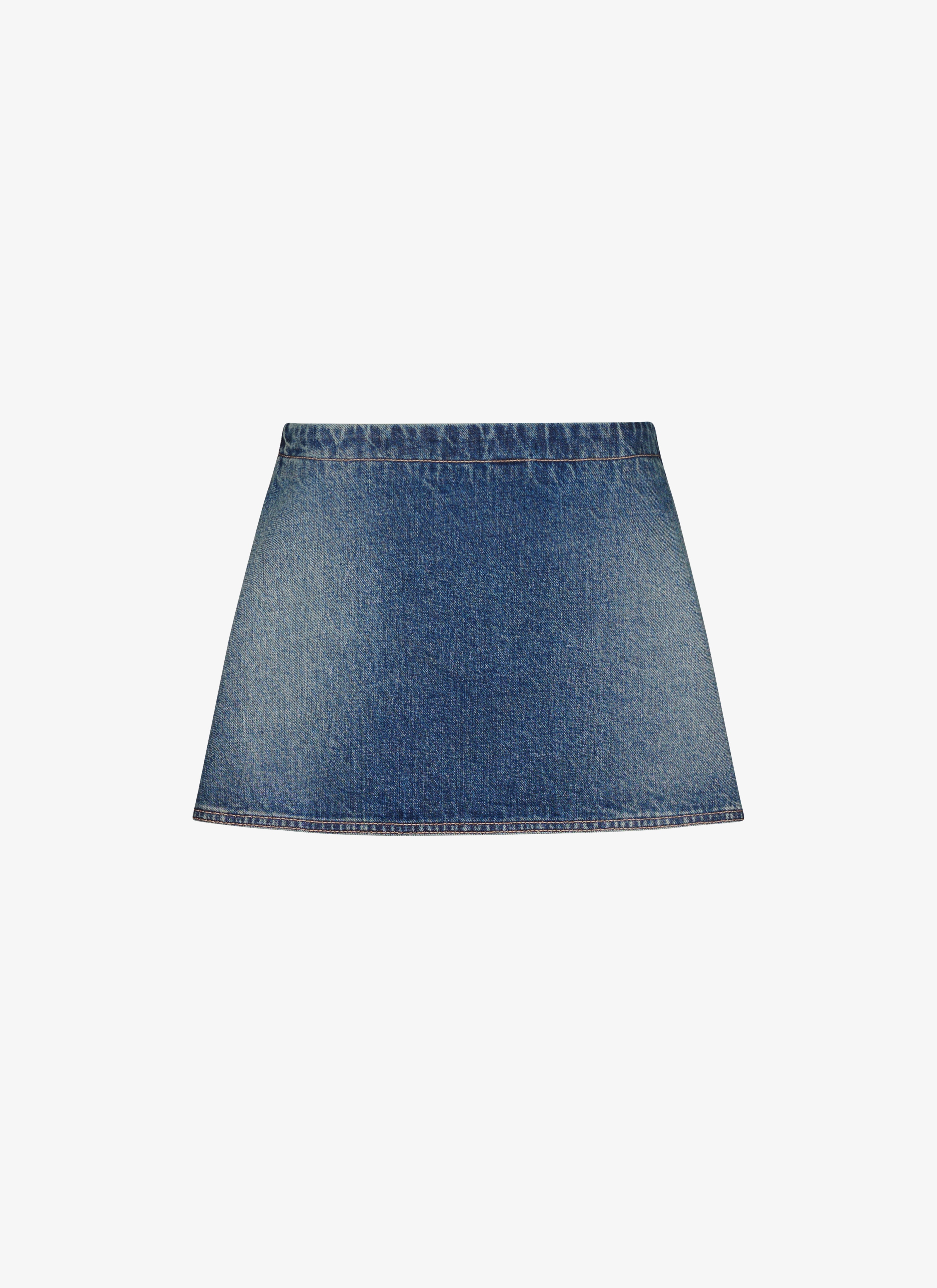 Blue denim mini skirt hotsell