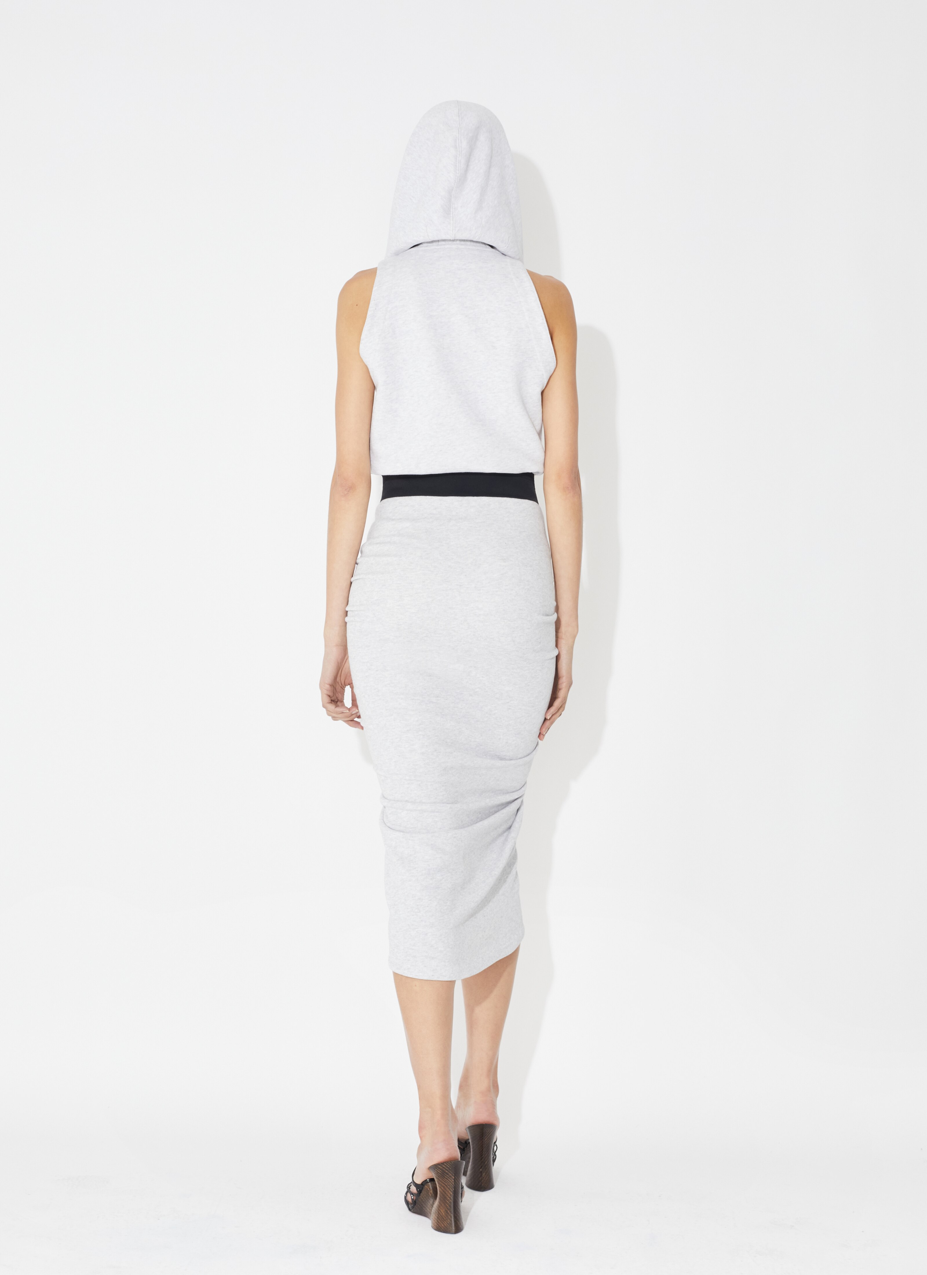 ALAÏA GRAY DRAPED FLEECE SKIRT