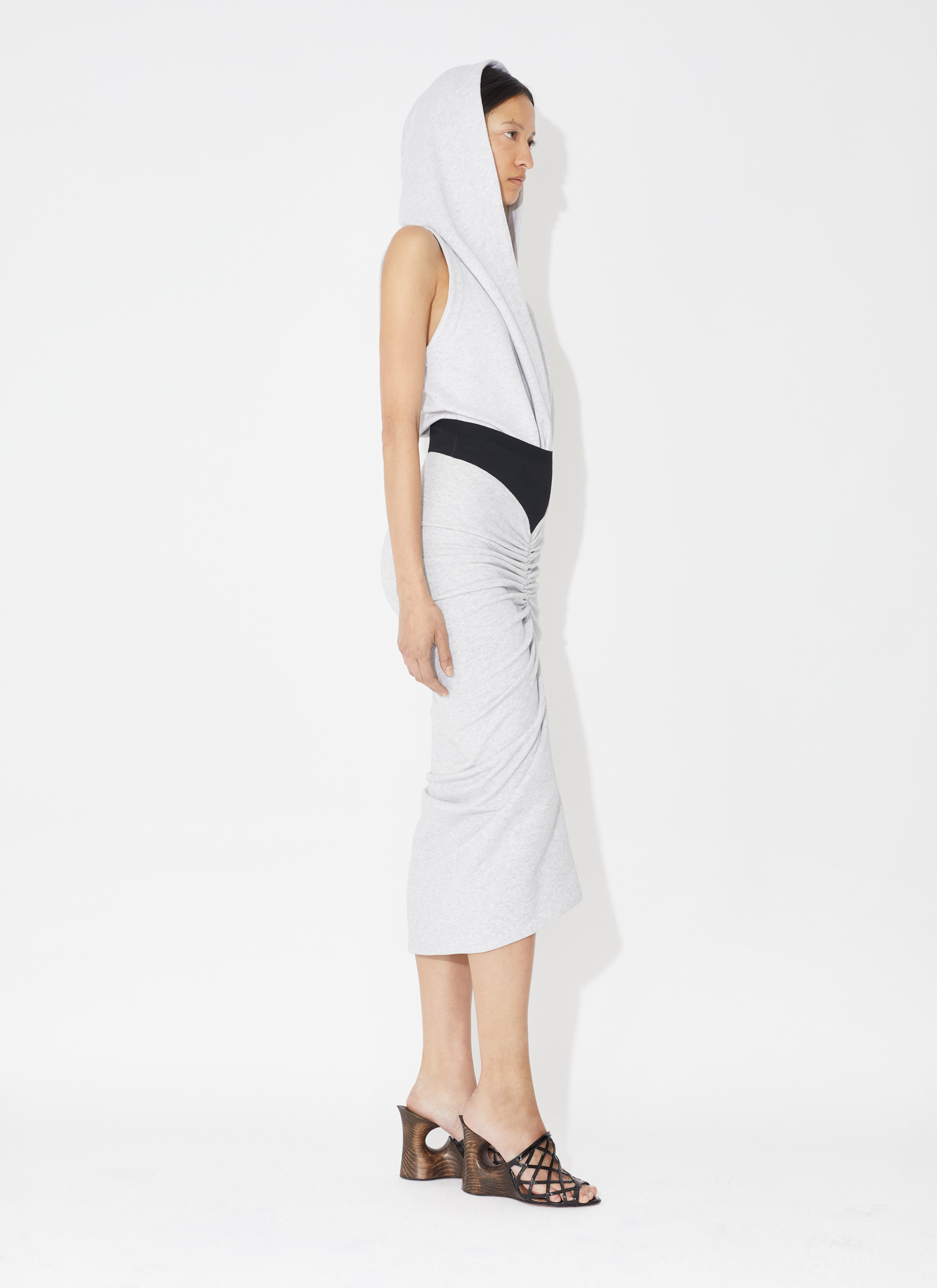 ALAÏA GRAY DRAPED FLEECE SKIRT
