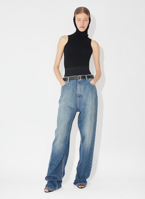 Knit belt denim pant - maison-alaia.com