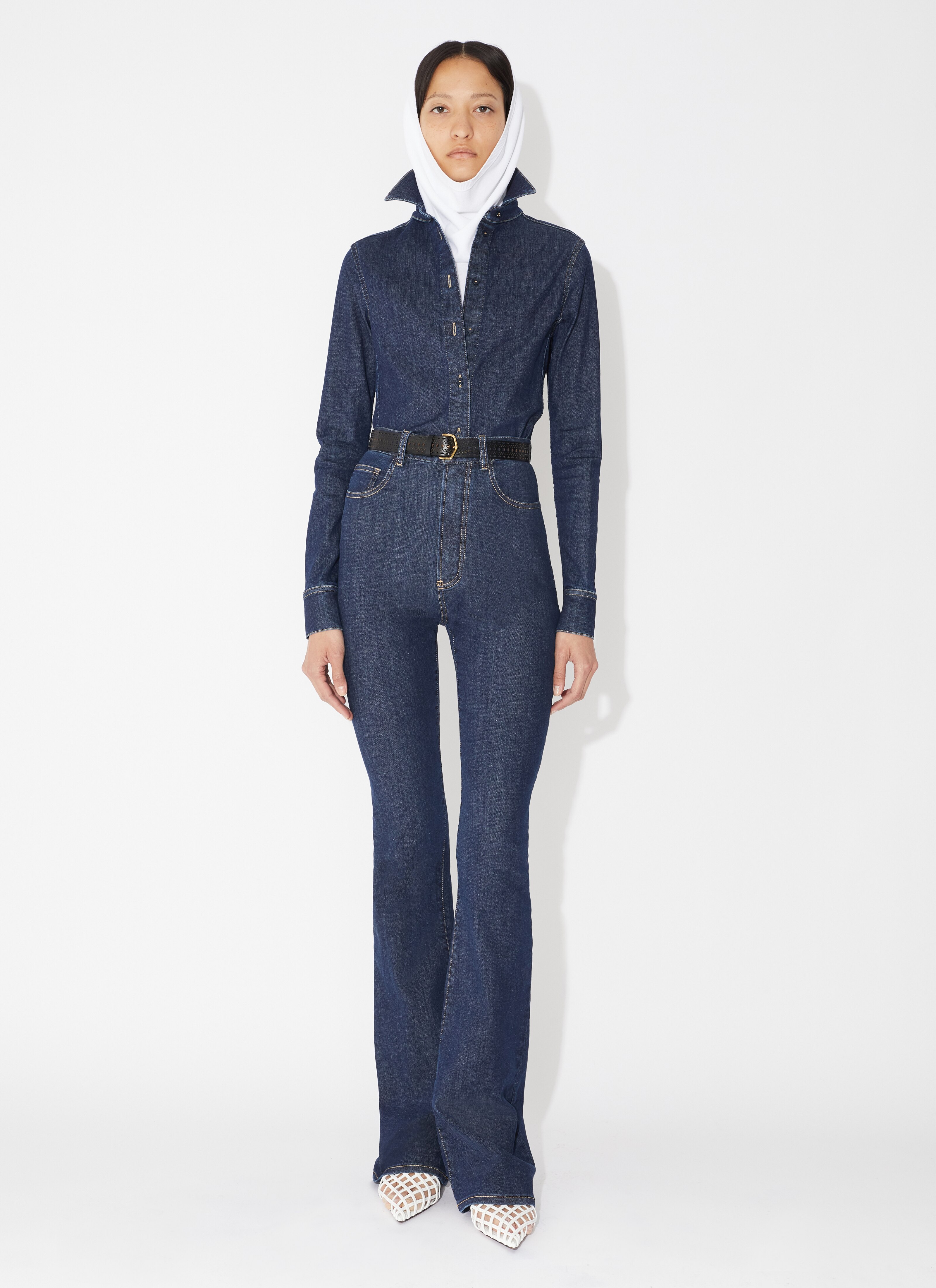 Long bootcut denim pant - maison-alaia.com