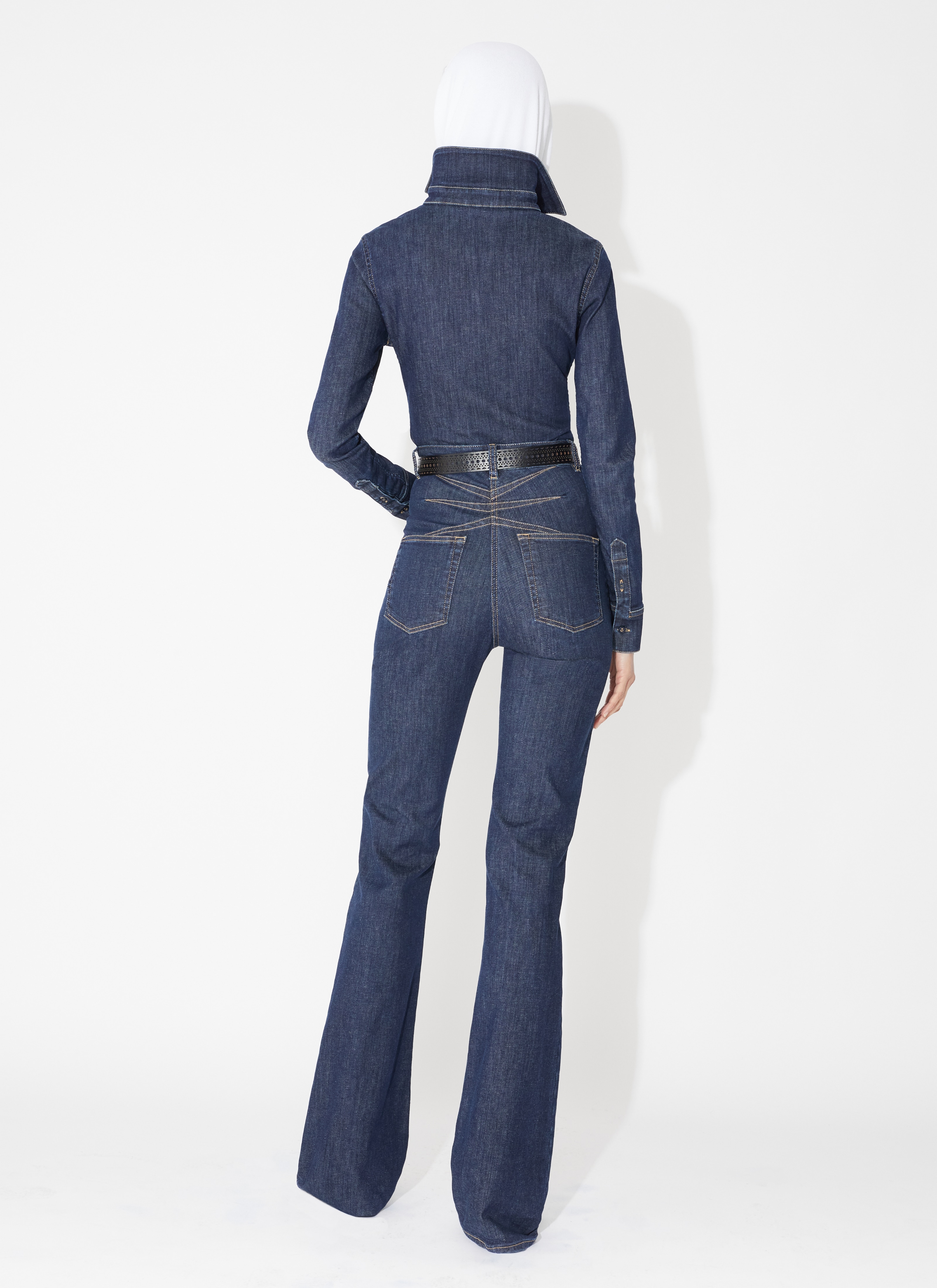 ALAÏA BLUE LONG BOOTCUT DENIM PANT