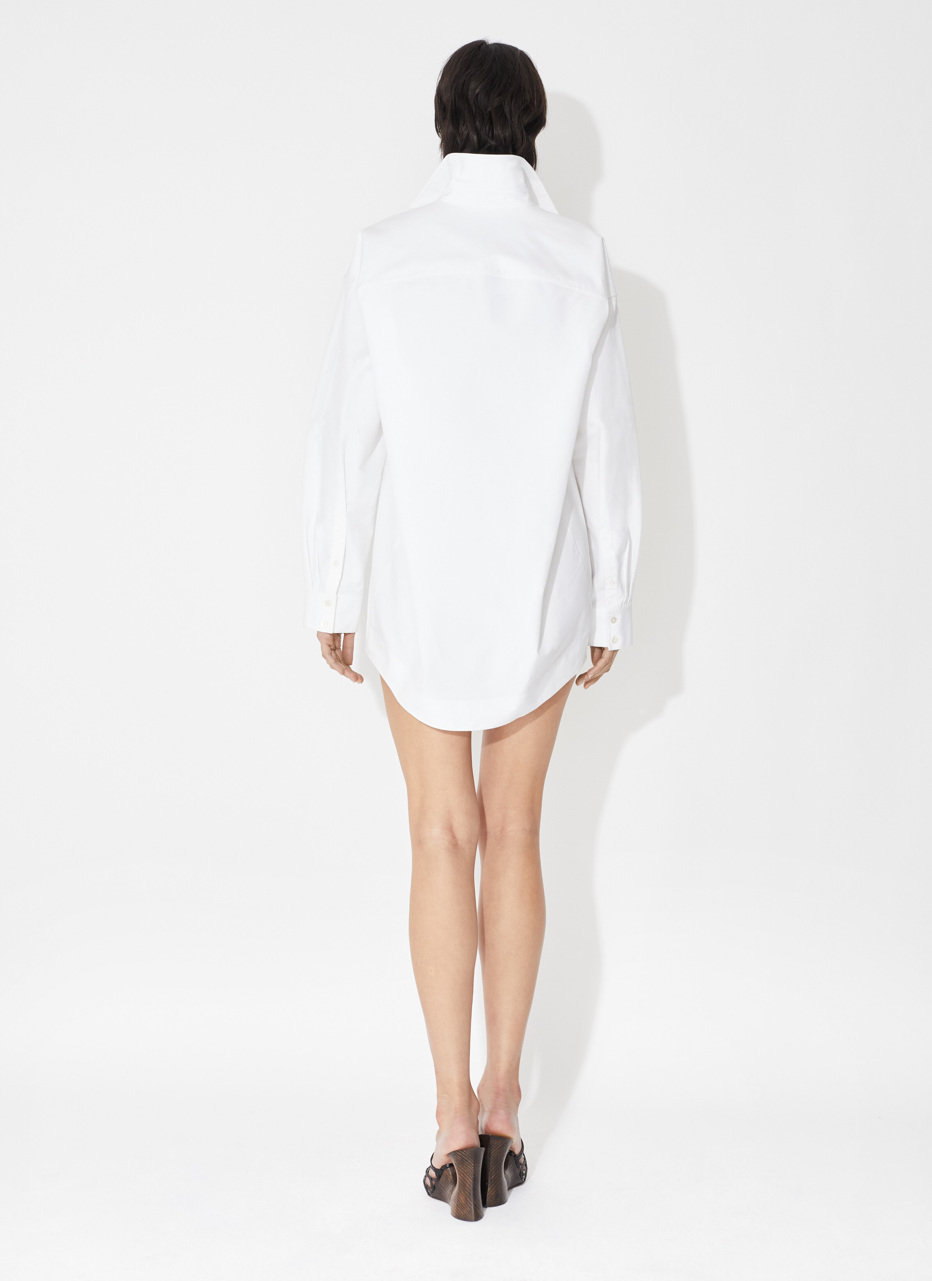ALAÏA WHITE POPLIN SHIRT DRESS